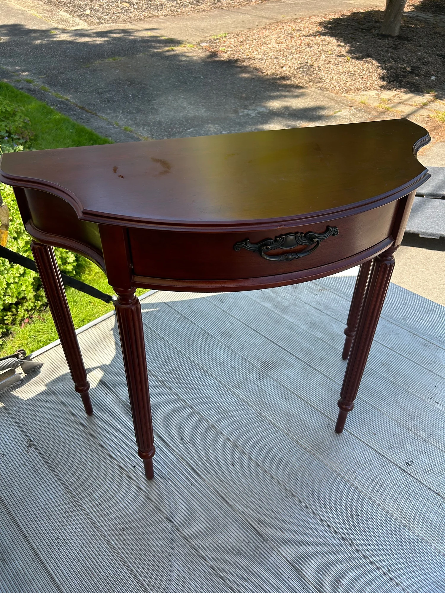 BOMBAY Company Mahogany Half Round Console/Entryway Table - Image 4