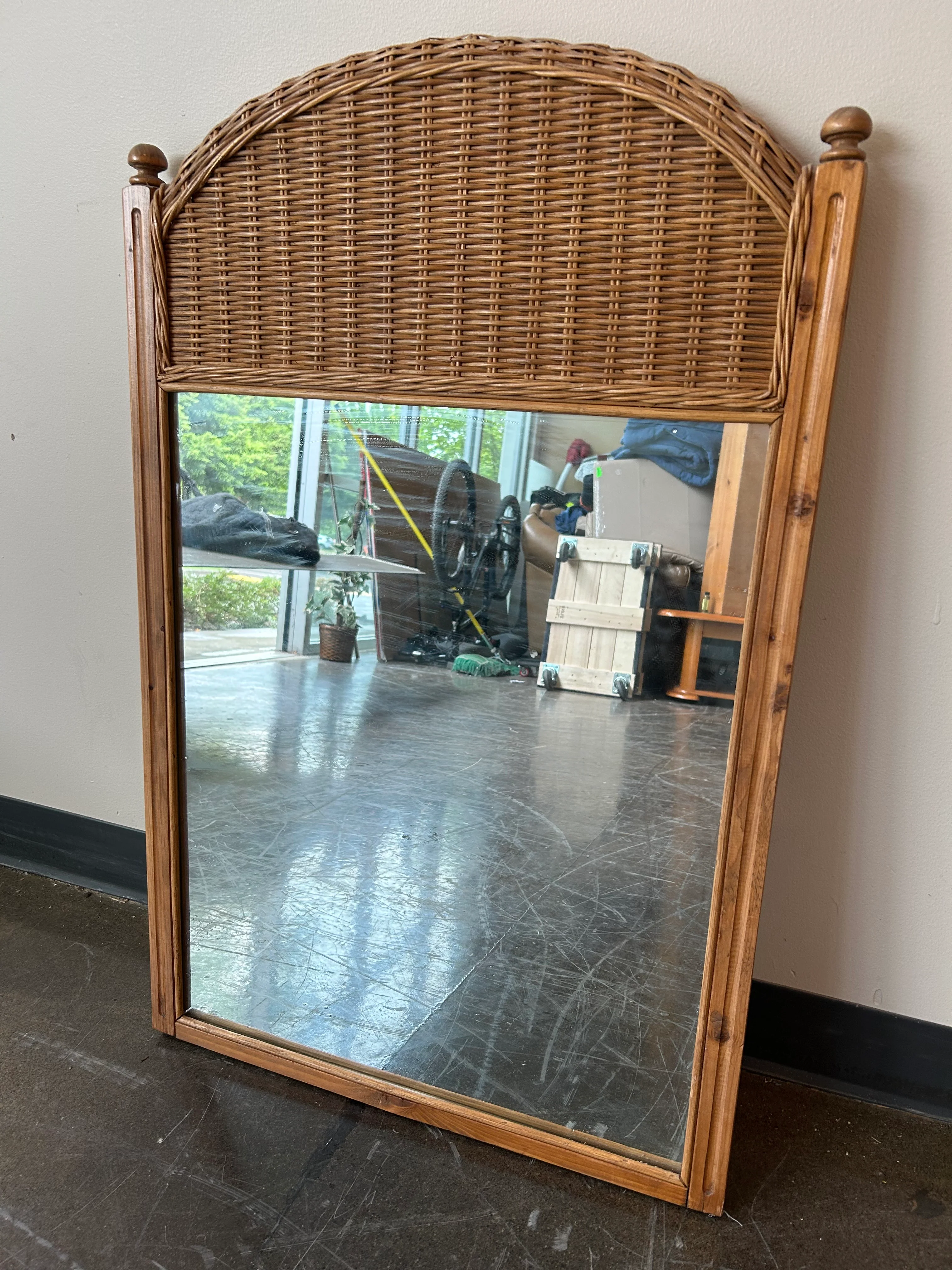 Large Mirror with Wicker Detail - Image 3