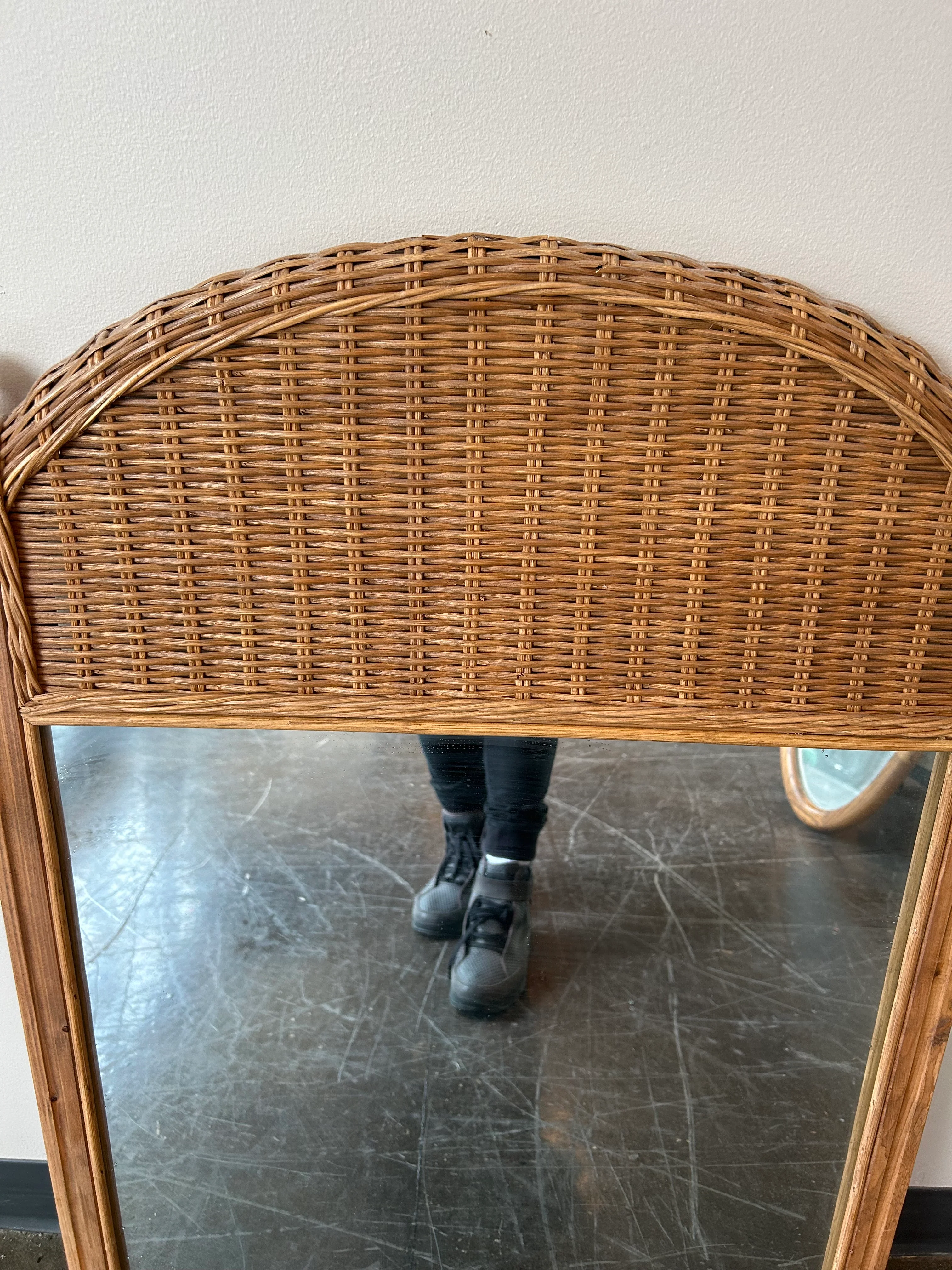 Large Mirror with Wicker Detail - Image 4