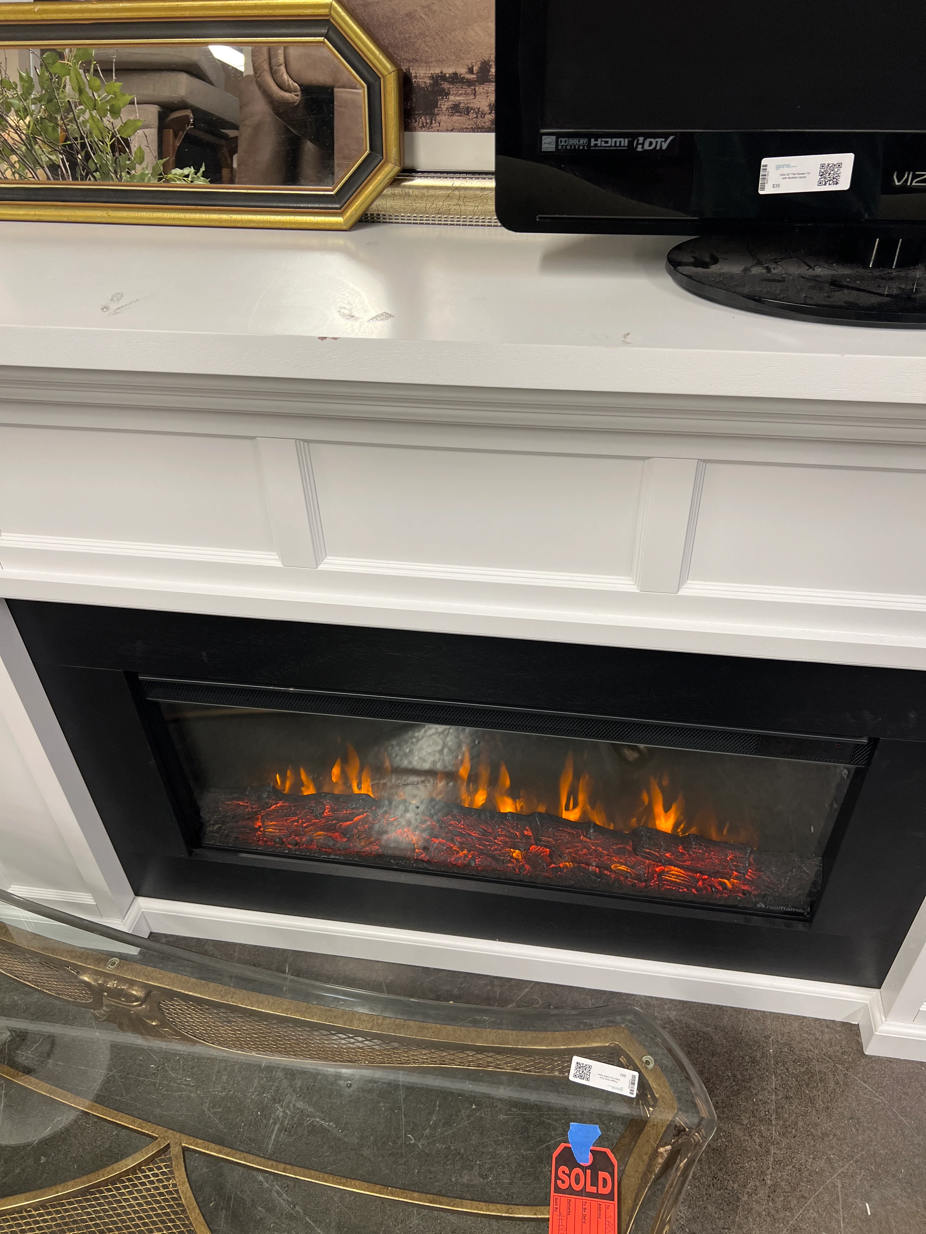 Electric Fire Place with White Mantle - Image 6