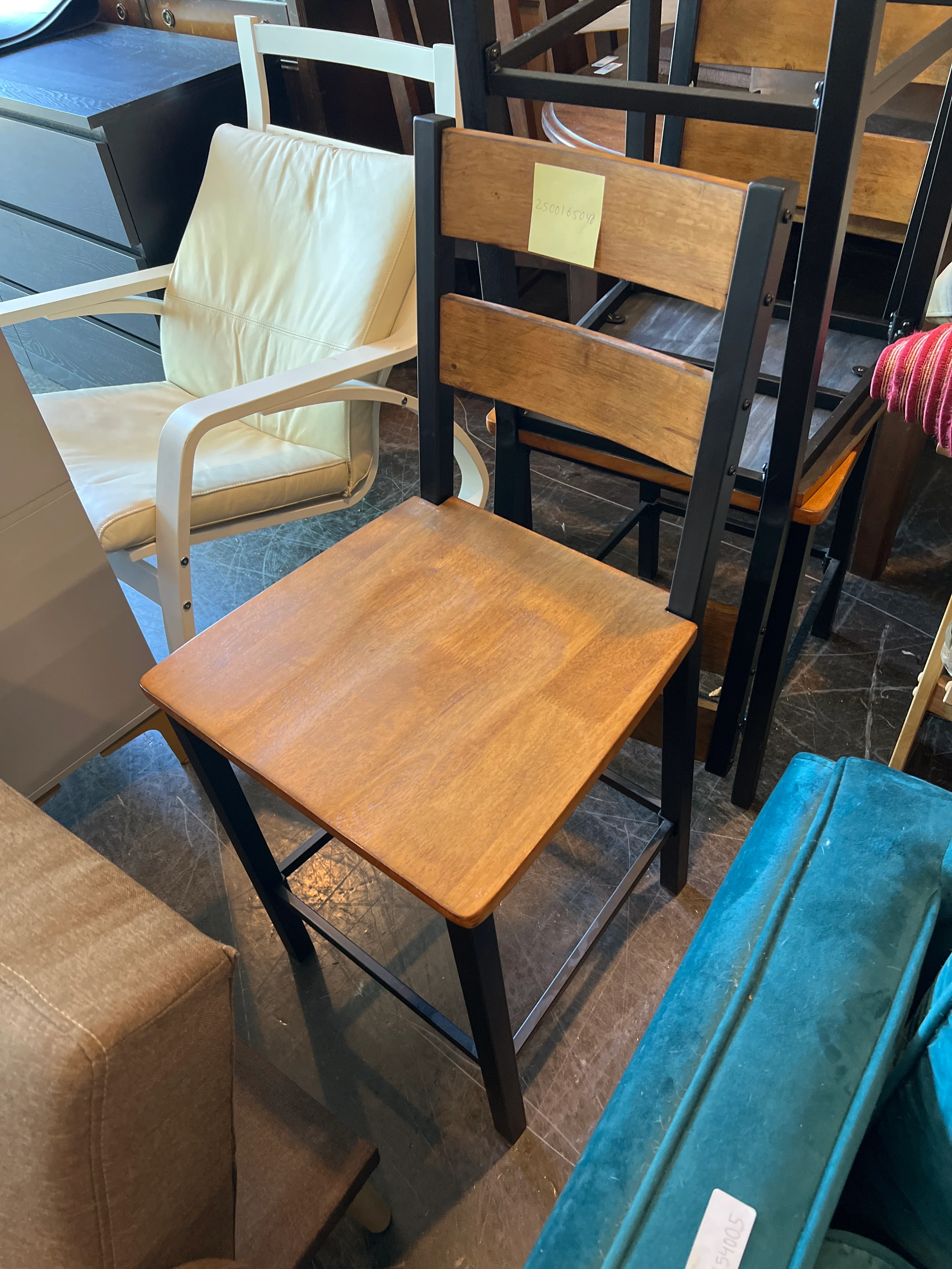 Wood and Metal Counter Height Chair - Image 3