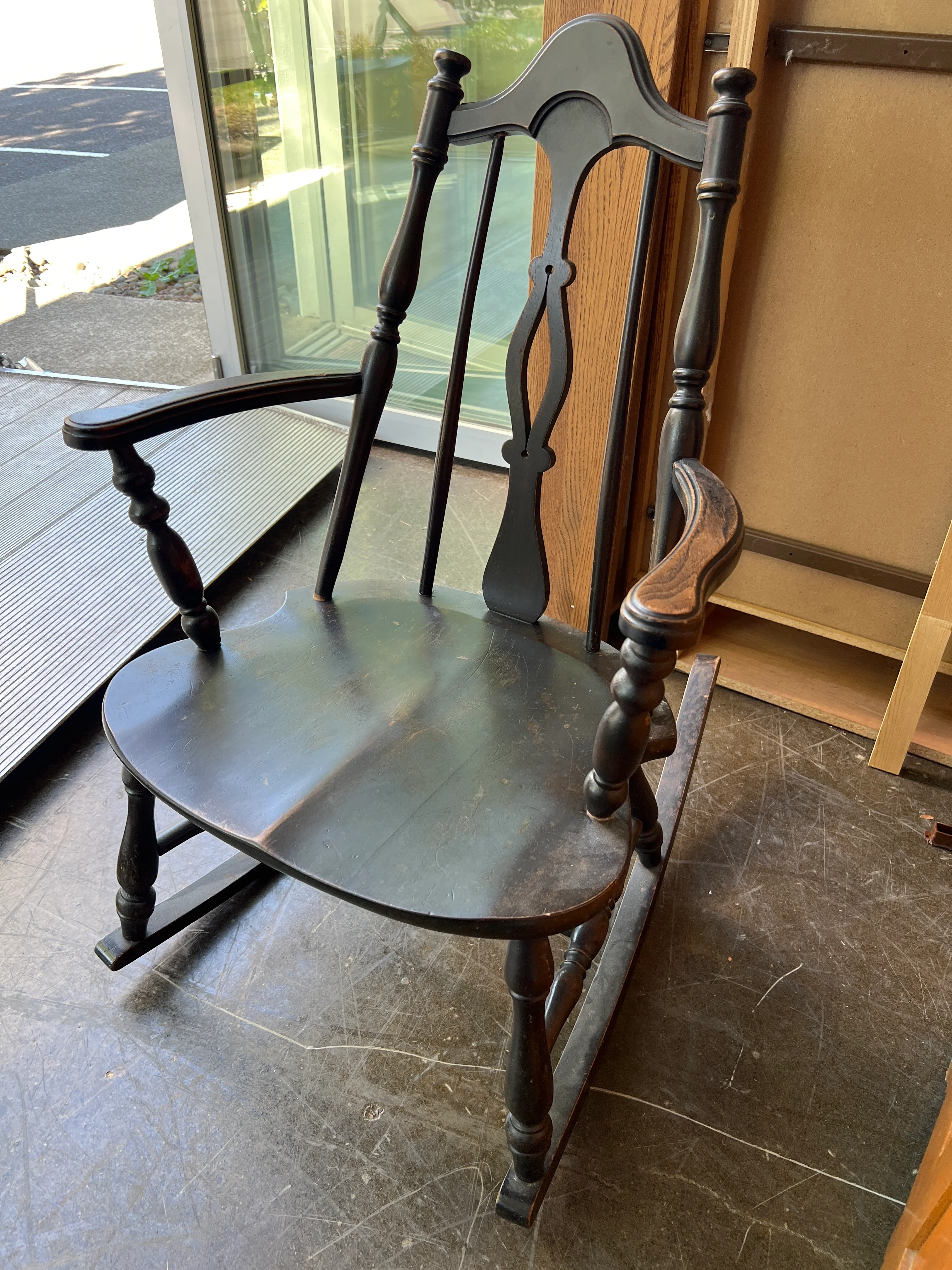 Vintage Black Wood Rocking Chair - Image 2