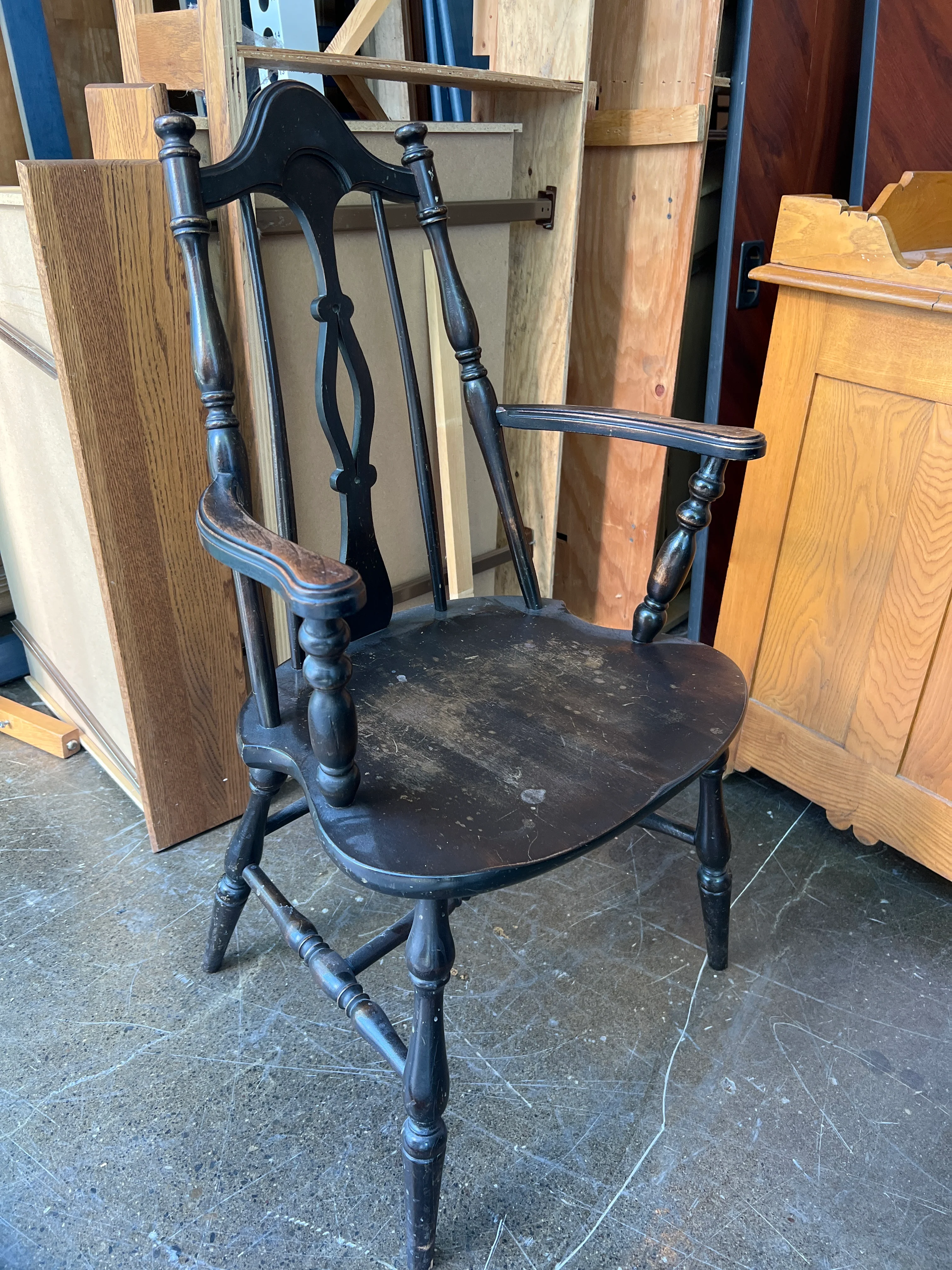 Vintage Black Wood Chair - Image 3