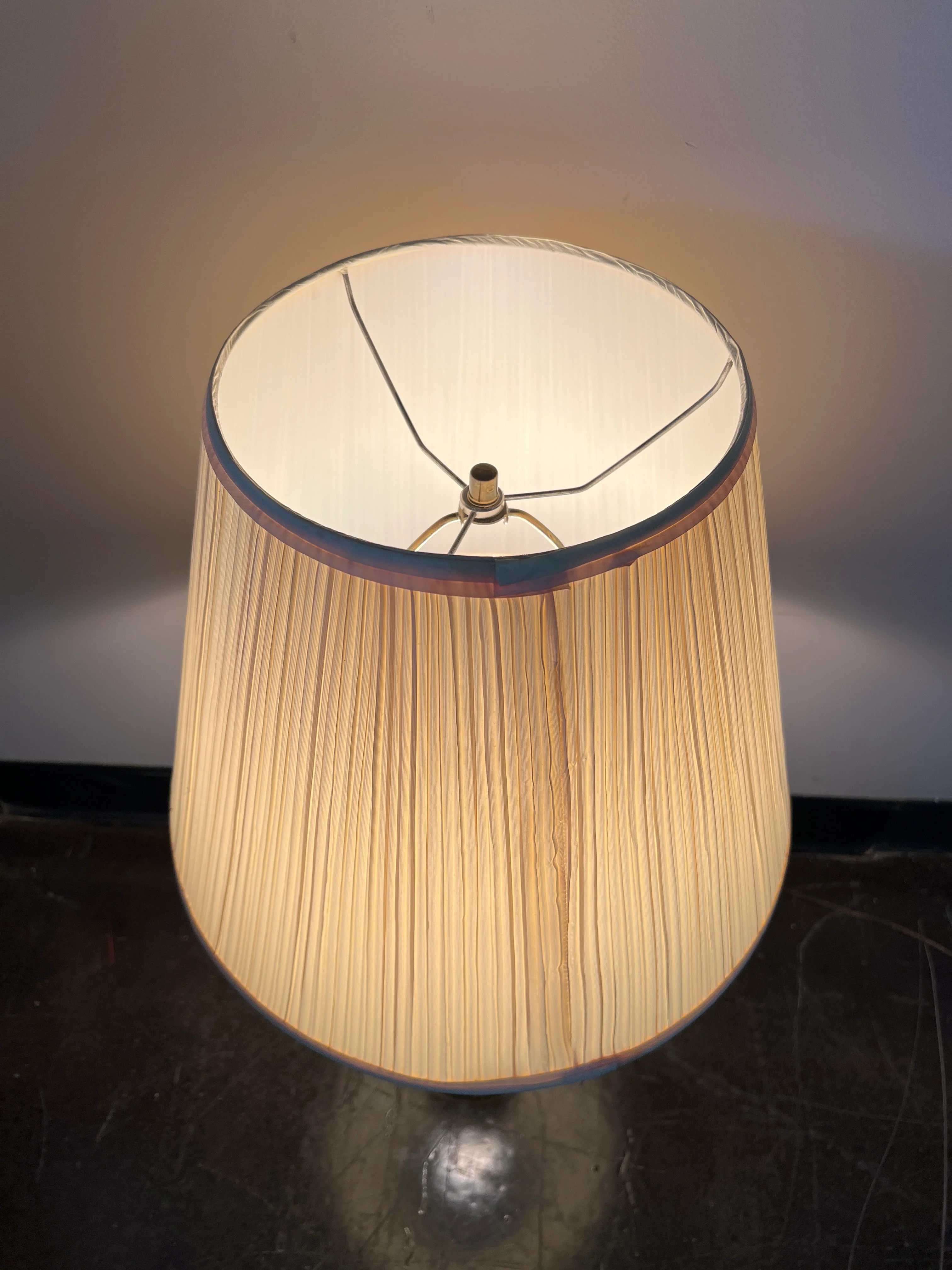 Brass Tone Traditional Table Lamp with Pleated Shade - Image 4