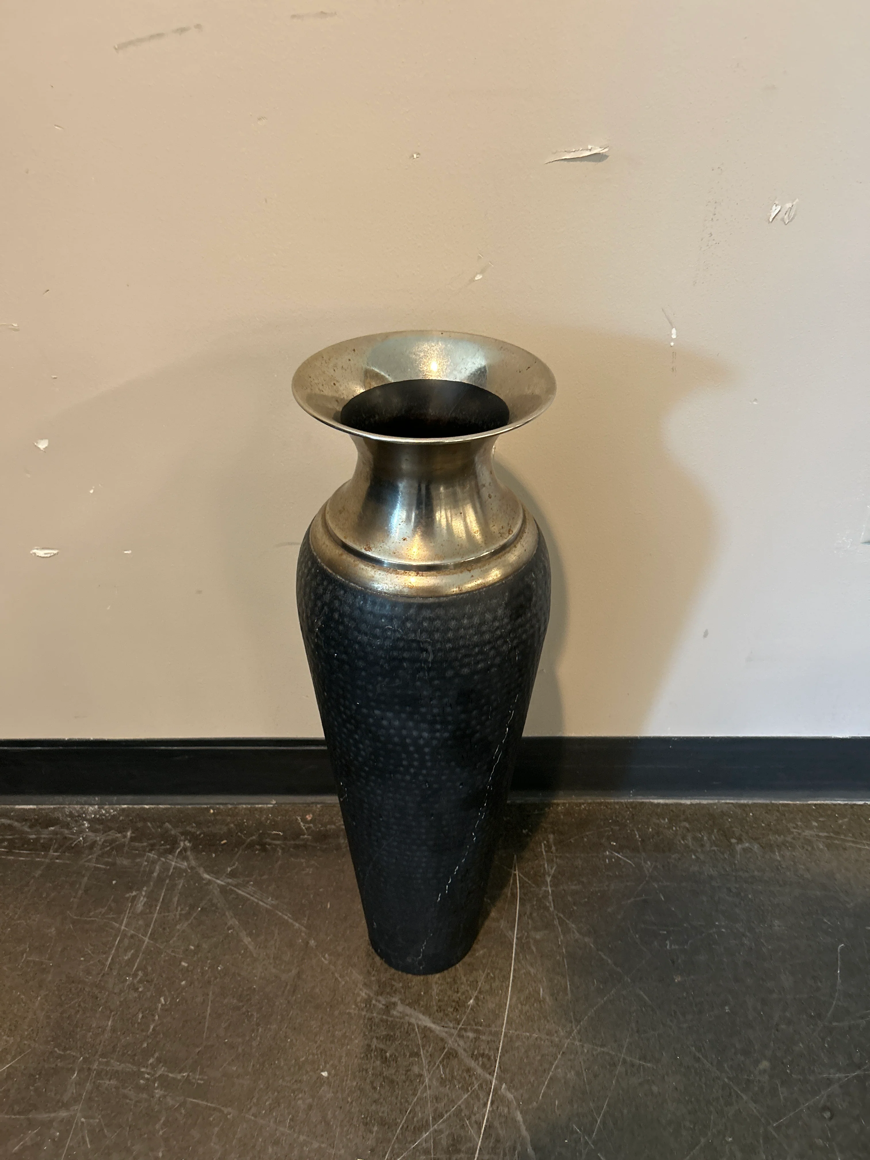 Black and Silver Metal Vase