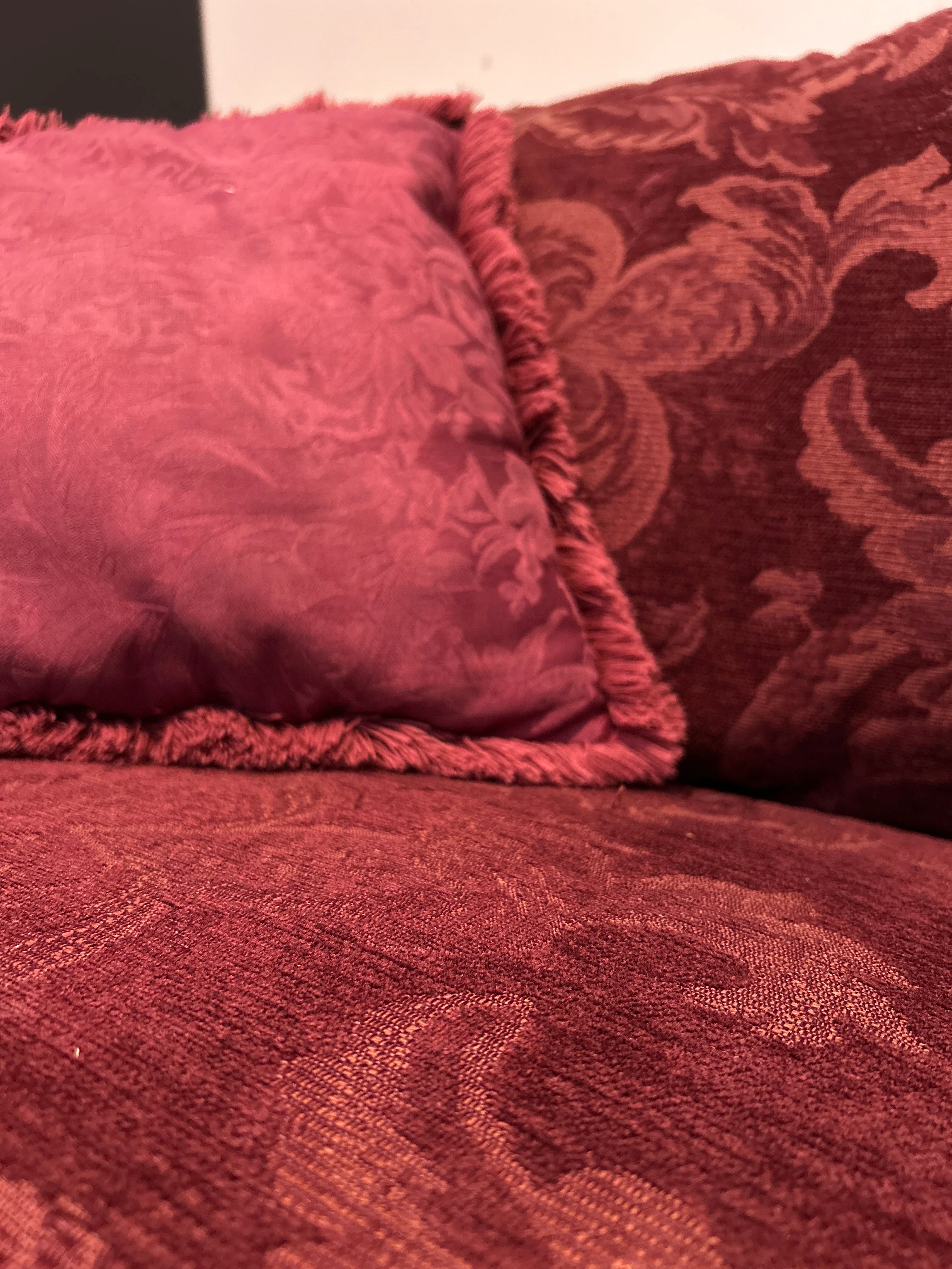 Drexel Heritage Burgundy Damask Sofa - Image 4