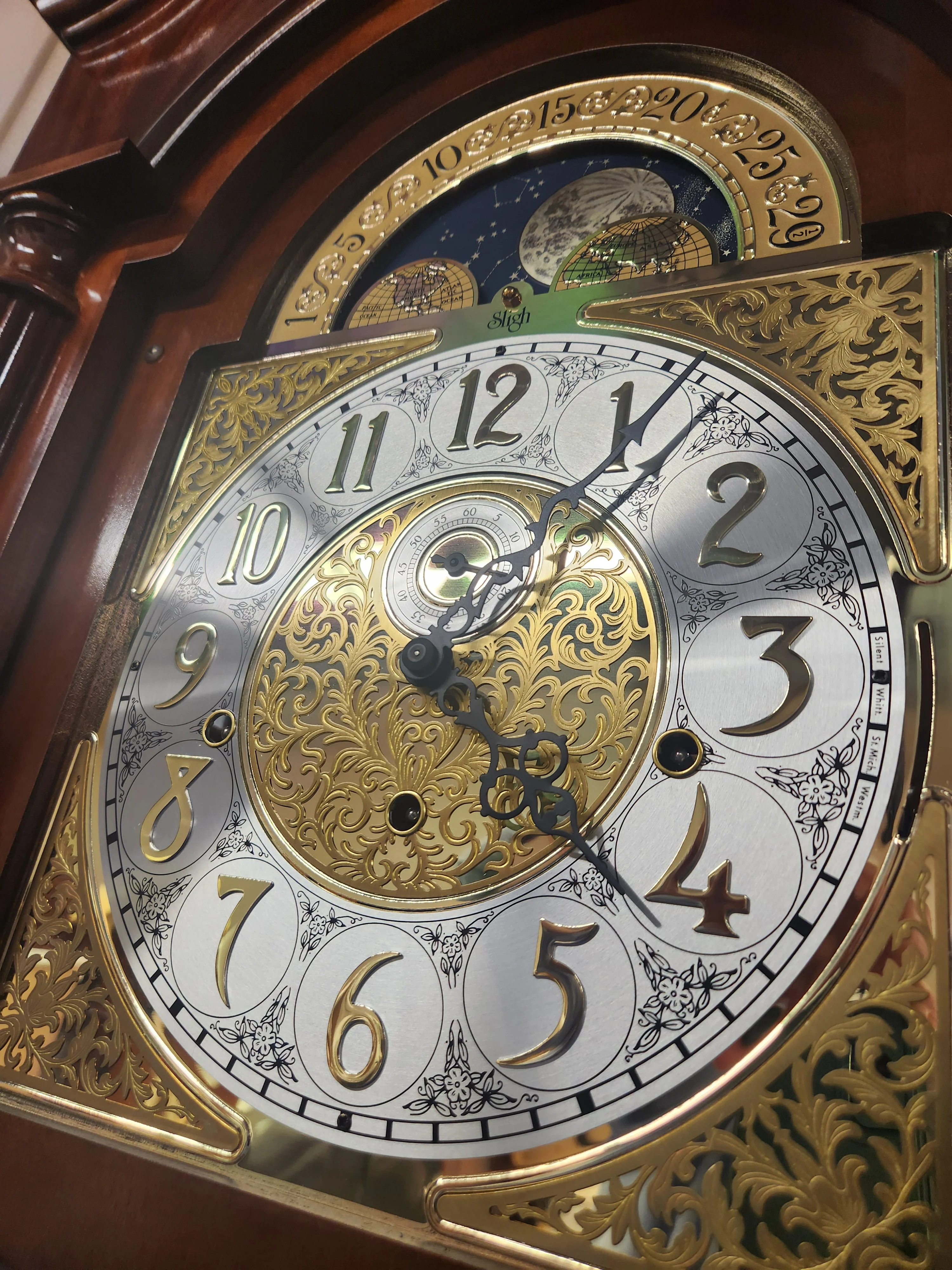 Sligh Traditional Grandfather Clock with Moon Dial and Chimes - Image 7