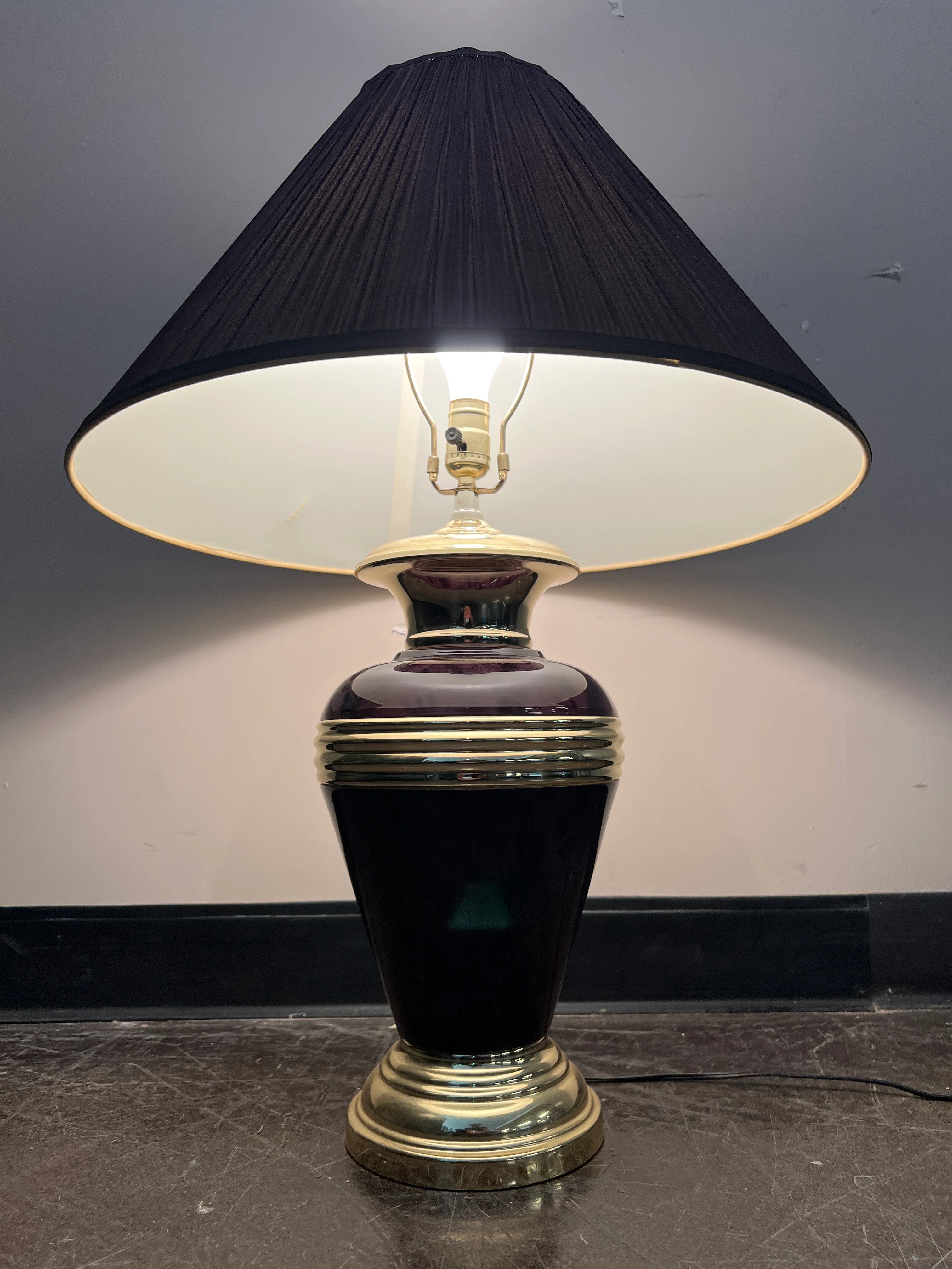 Classic Black and Gold Table Lamp with Pleated Shade - Image 4