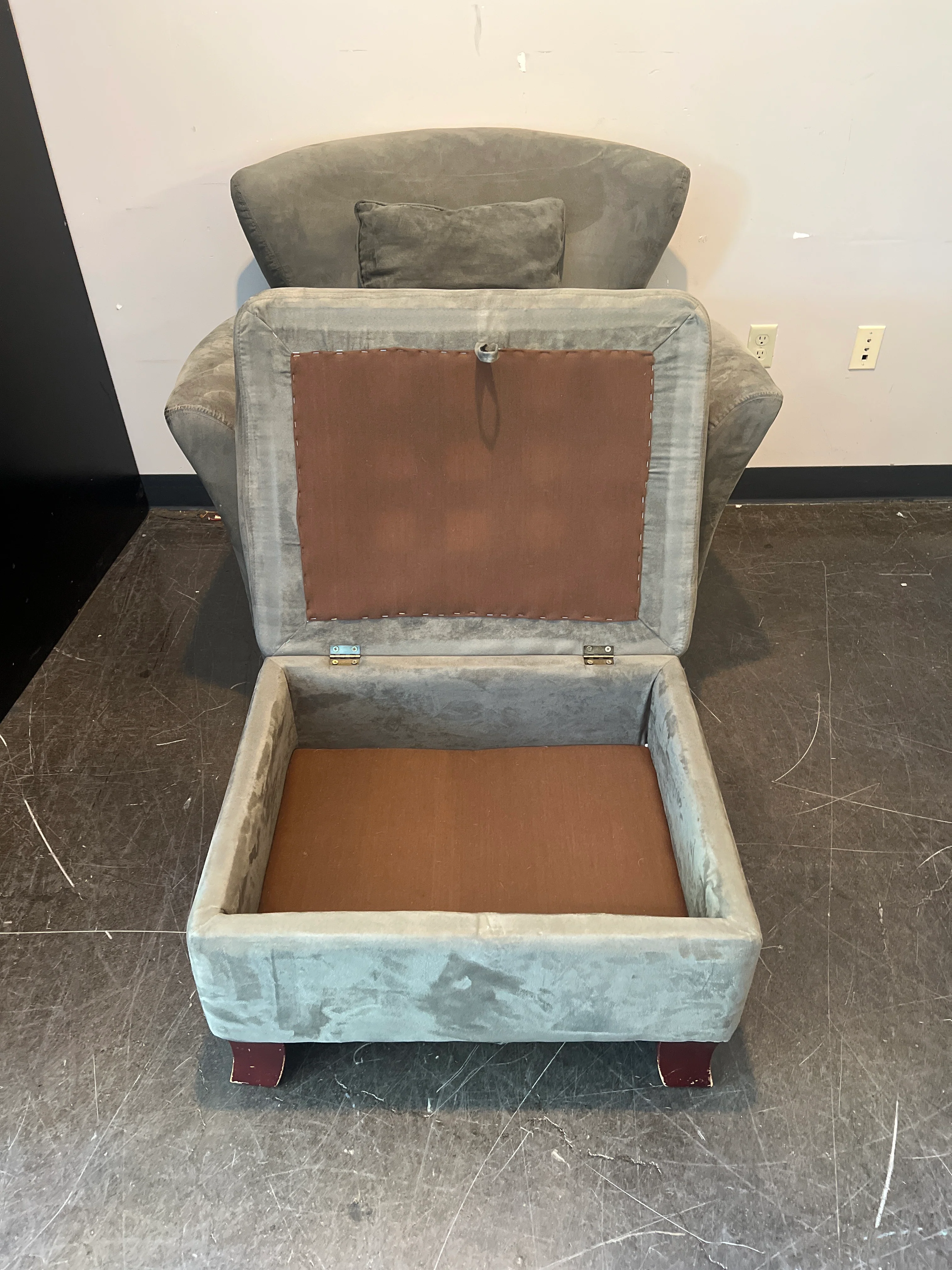 Grey Upholstered Armchair and Ottoman Set - Image 5