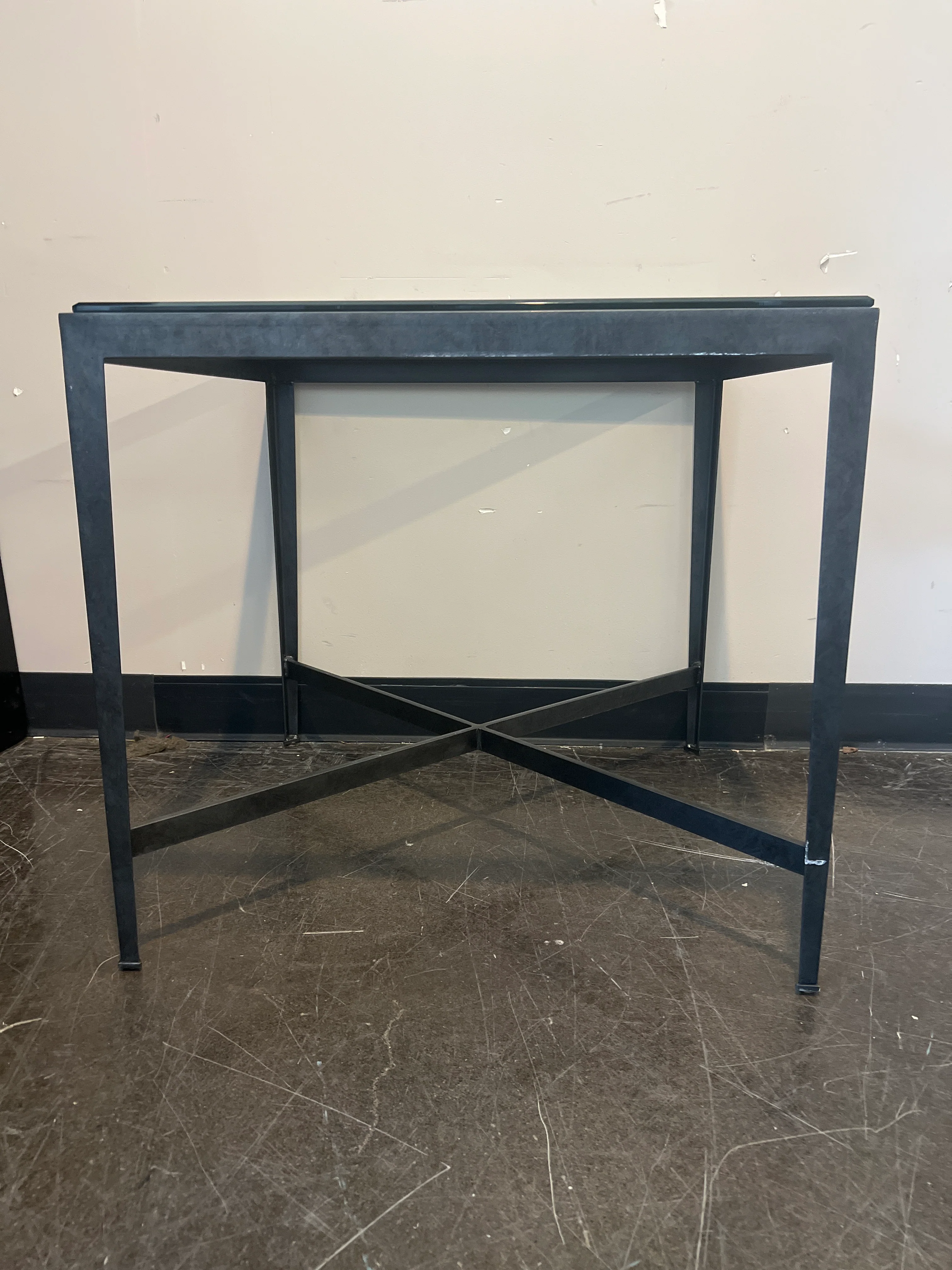 Warehouse sale**** Modern Glass-Top Side Table with Black Metal Frame - Image 4