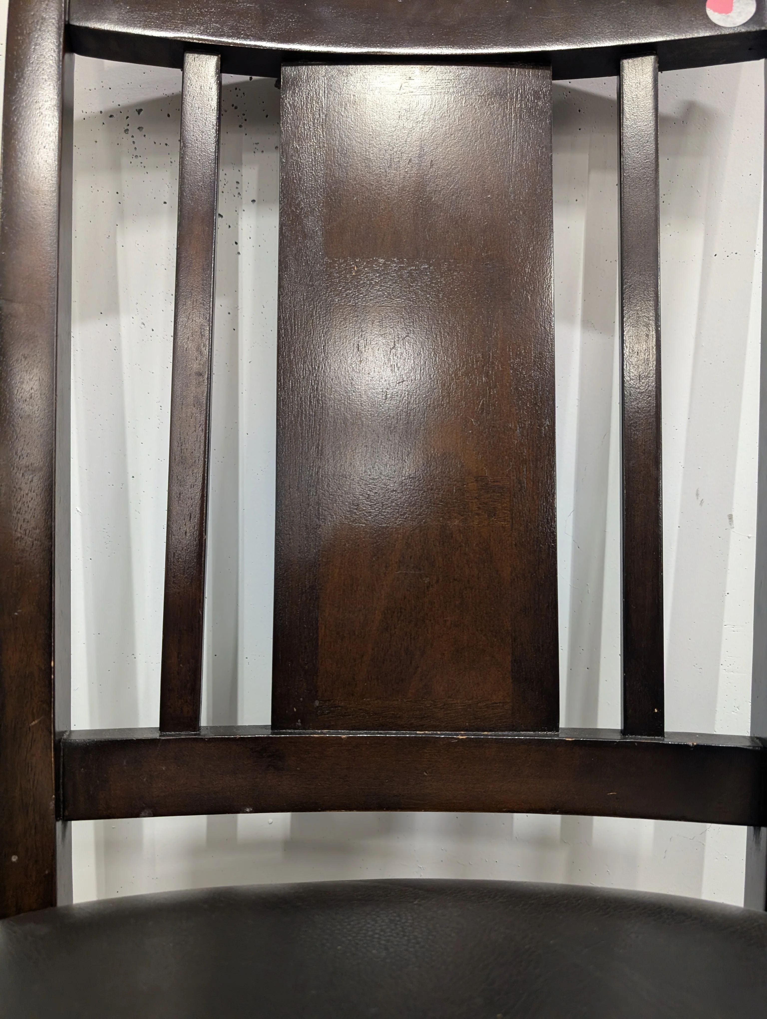 Dark Brown Hardwood Dining Chair with Vinyl Seat - Image 2
