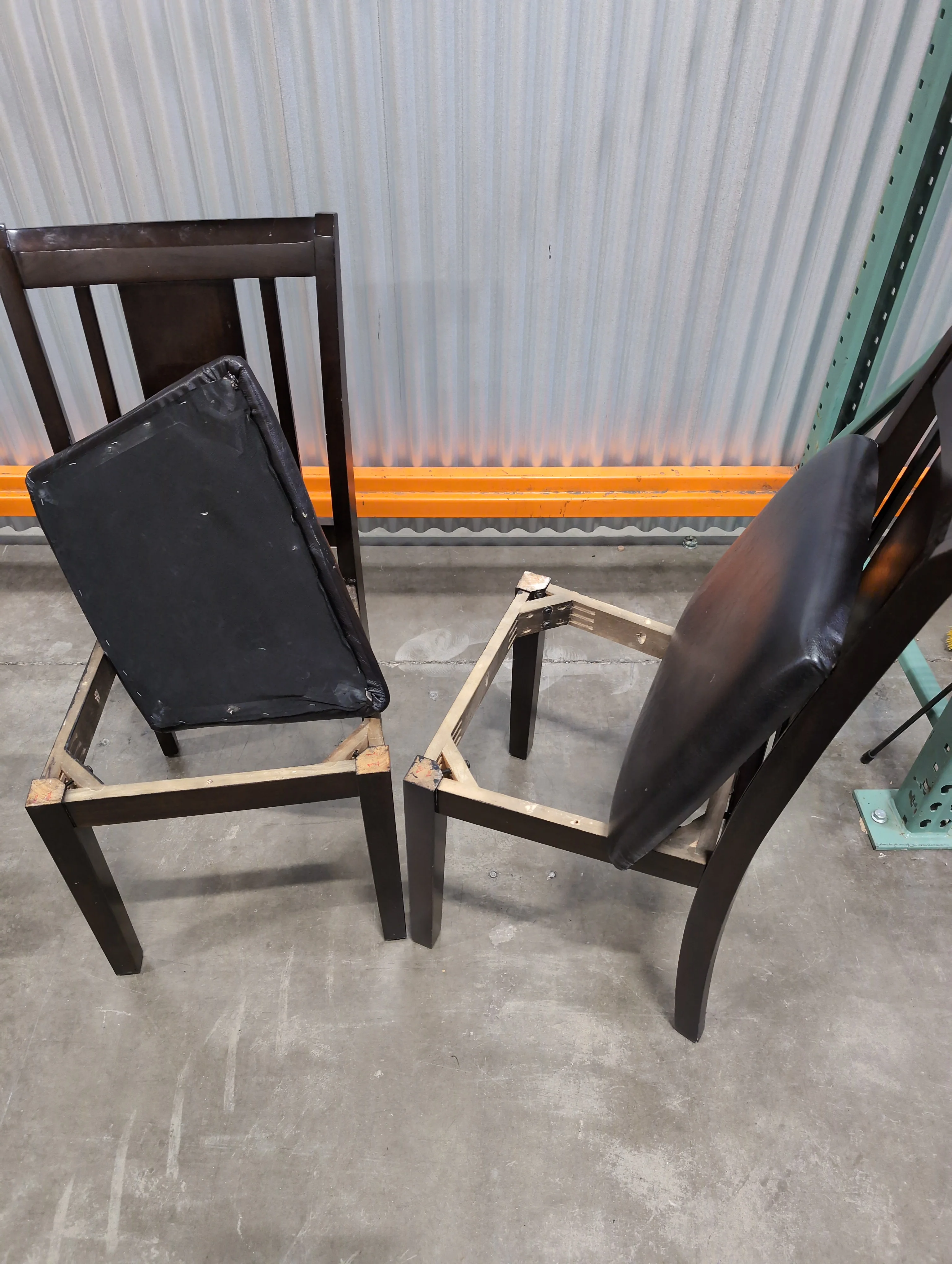 Dark Brown Hardwood Dining Chair with Vinyl Seat - Image 5