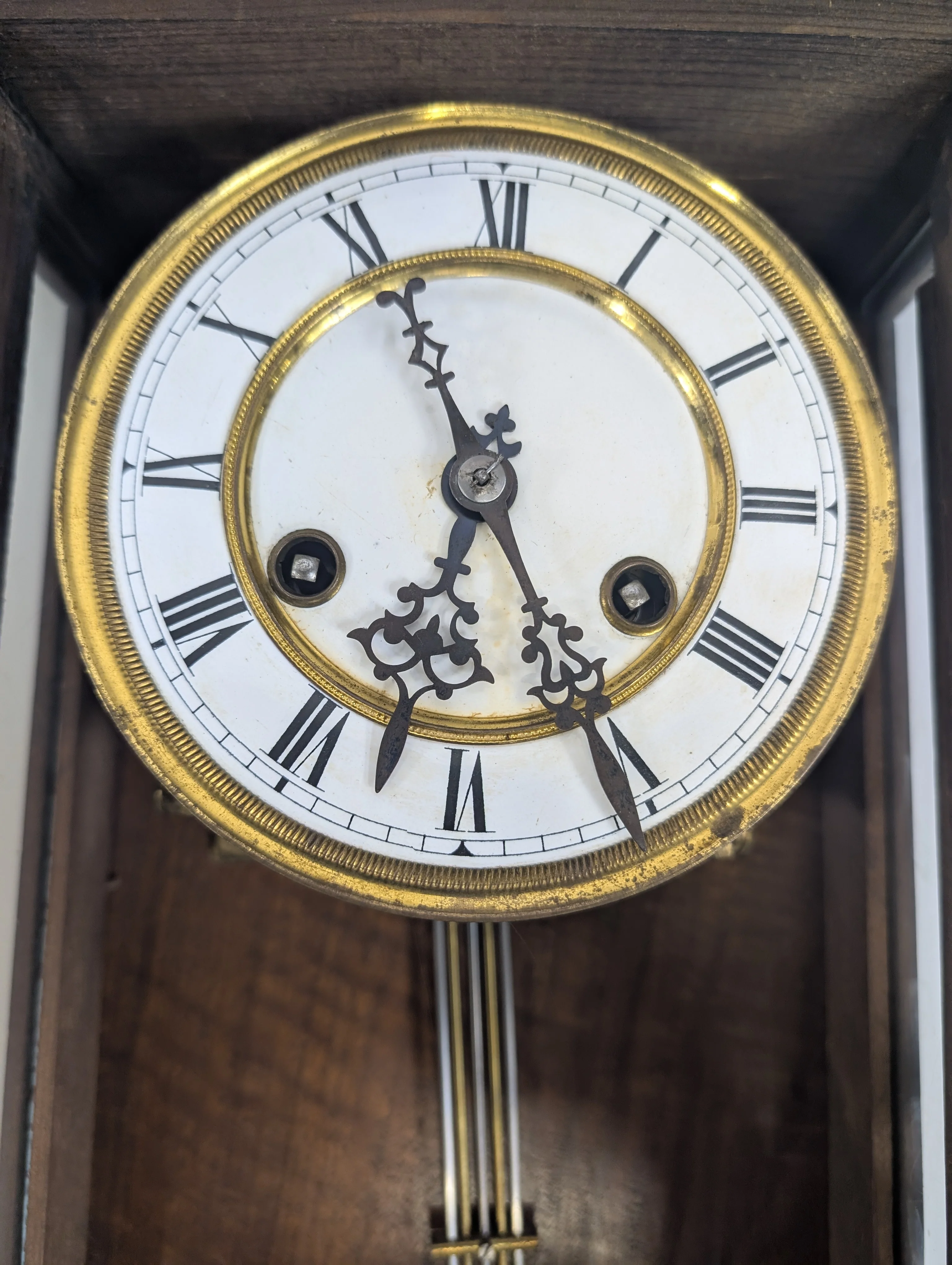 Antique Dark Wood Grandfather Clock - Image 12