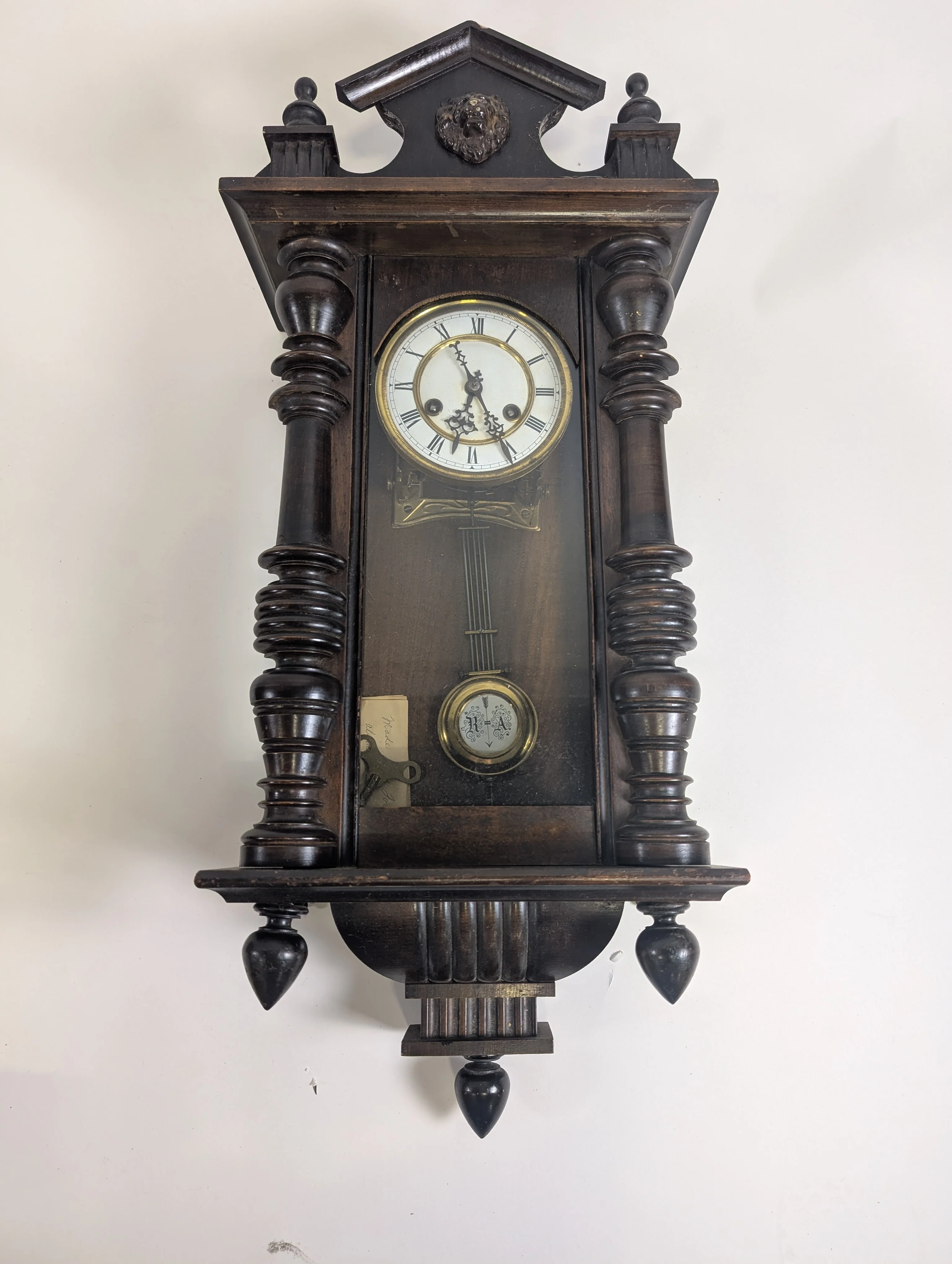Antique Dark Wood Grandfather Clock - Image 14