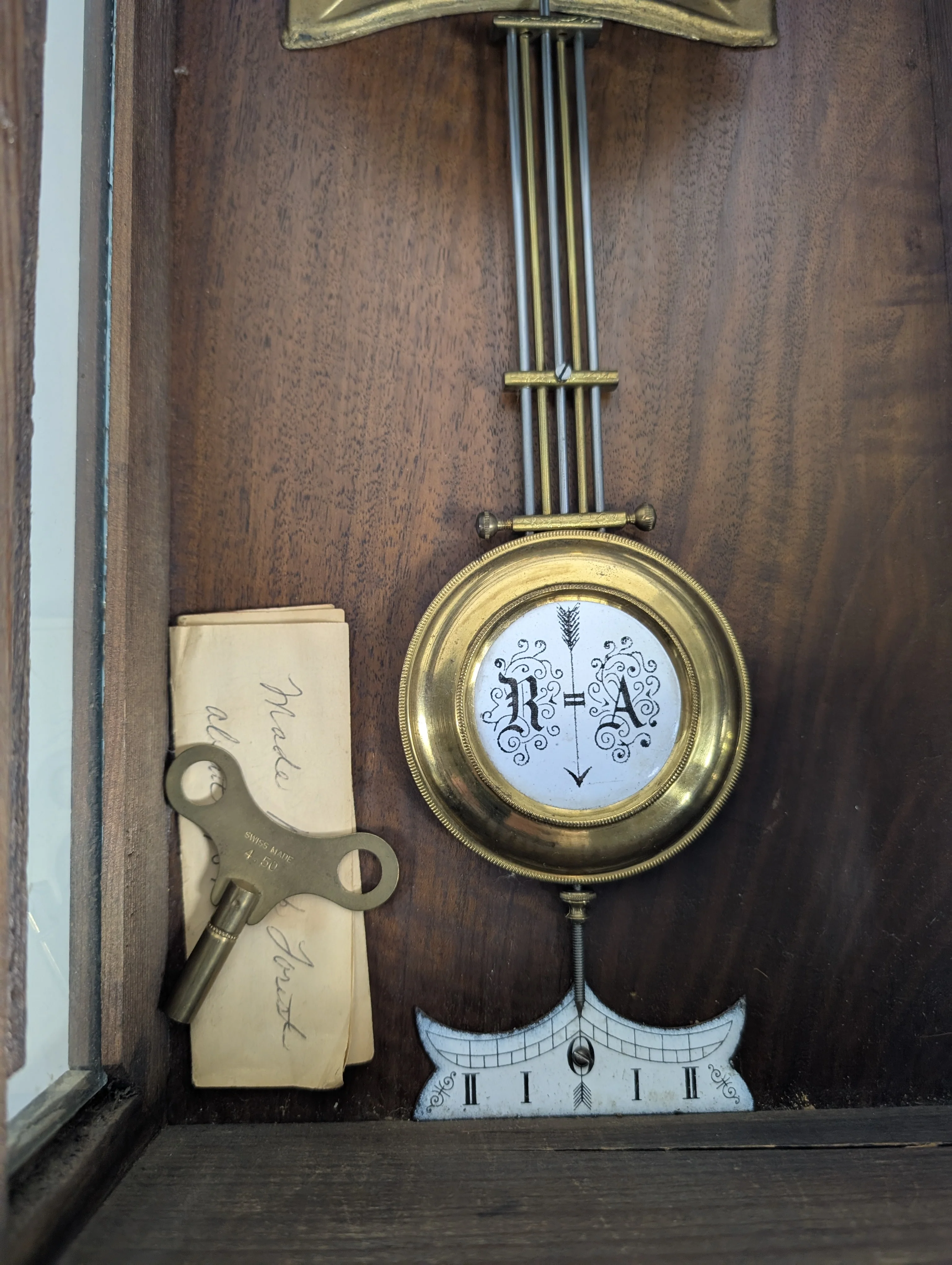 Antique Dark Wood Grandfather Clock - Image 15