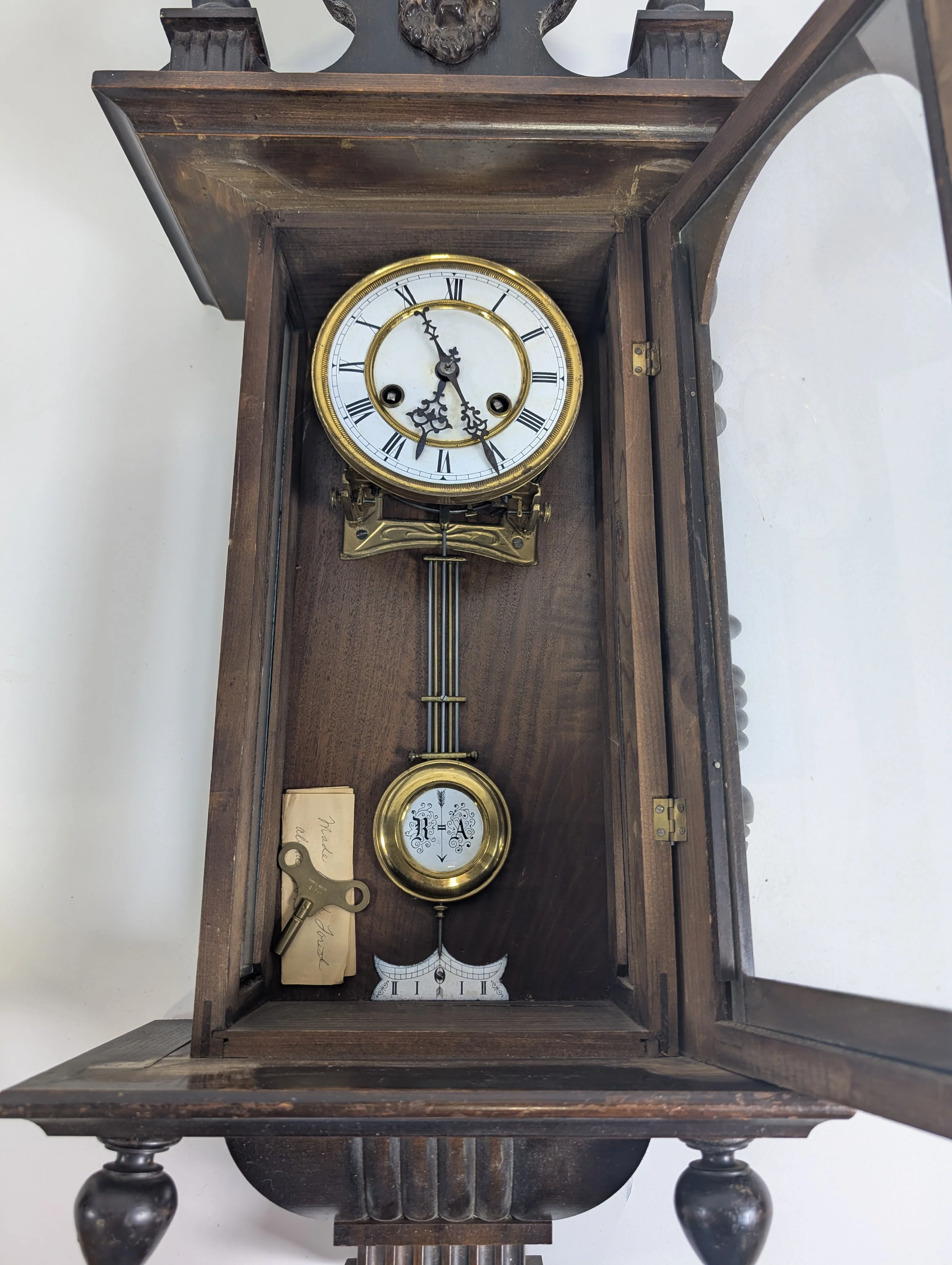 Antique Dark Wood Grandfather Clock - Image 16