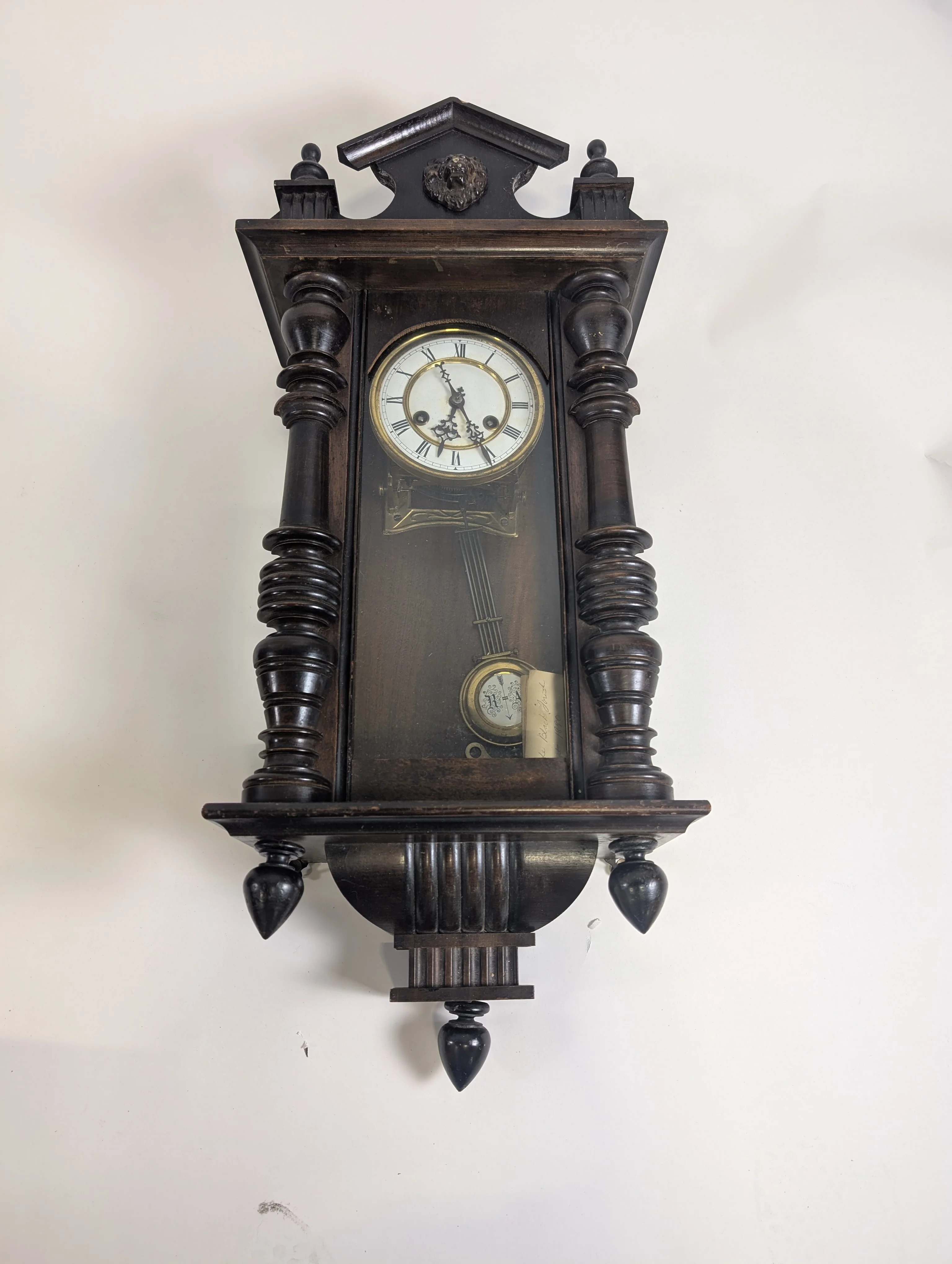 Antique Dark Wood Grandfather Clock - Image 3