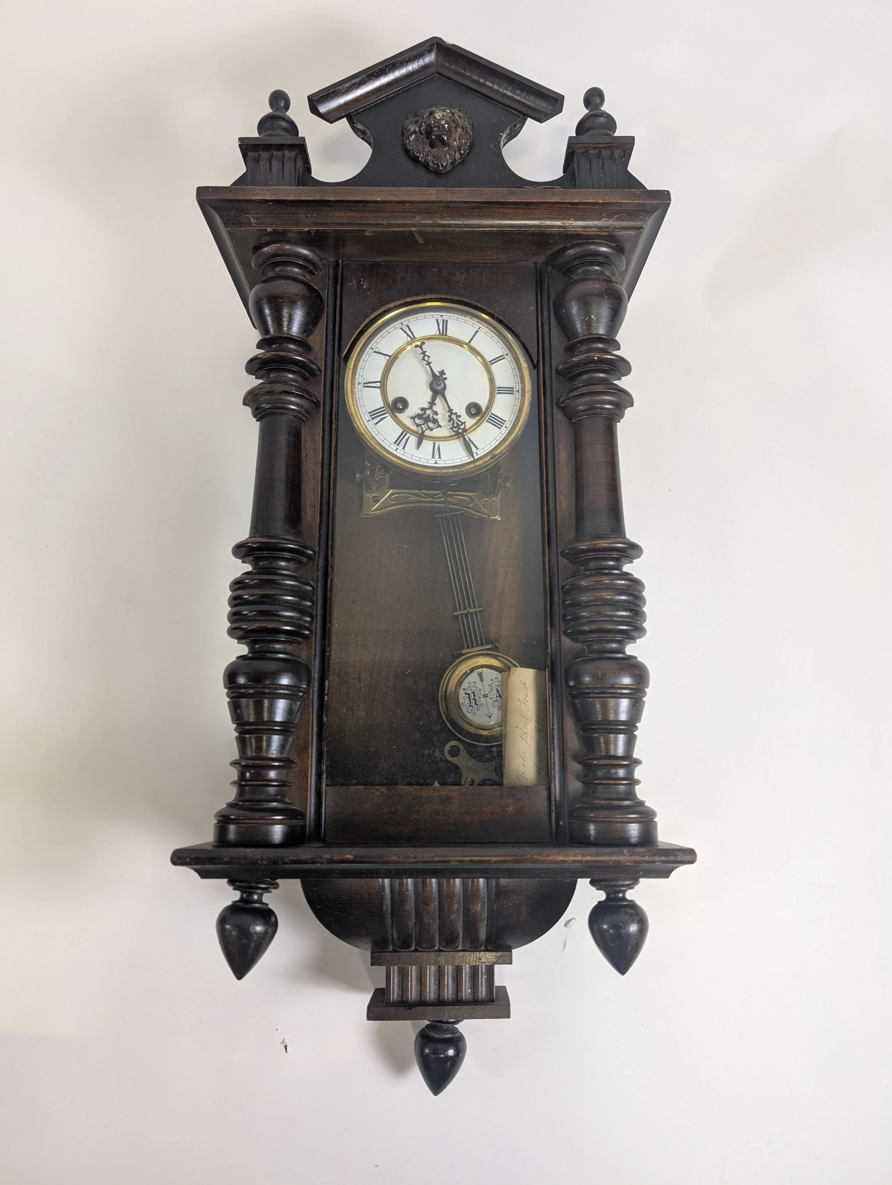 Antique Dark Wood Grandfather Clock - Image 4