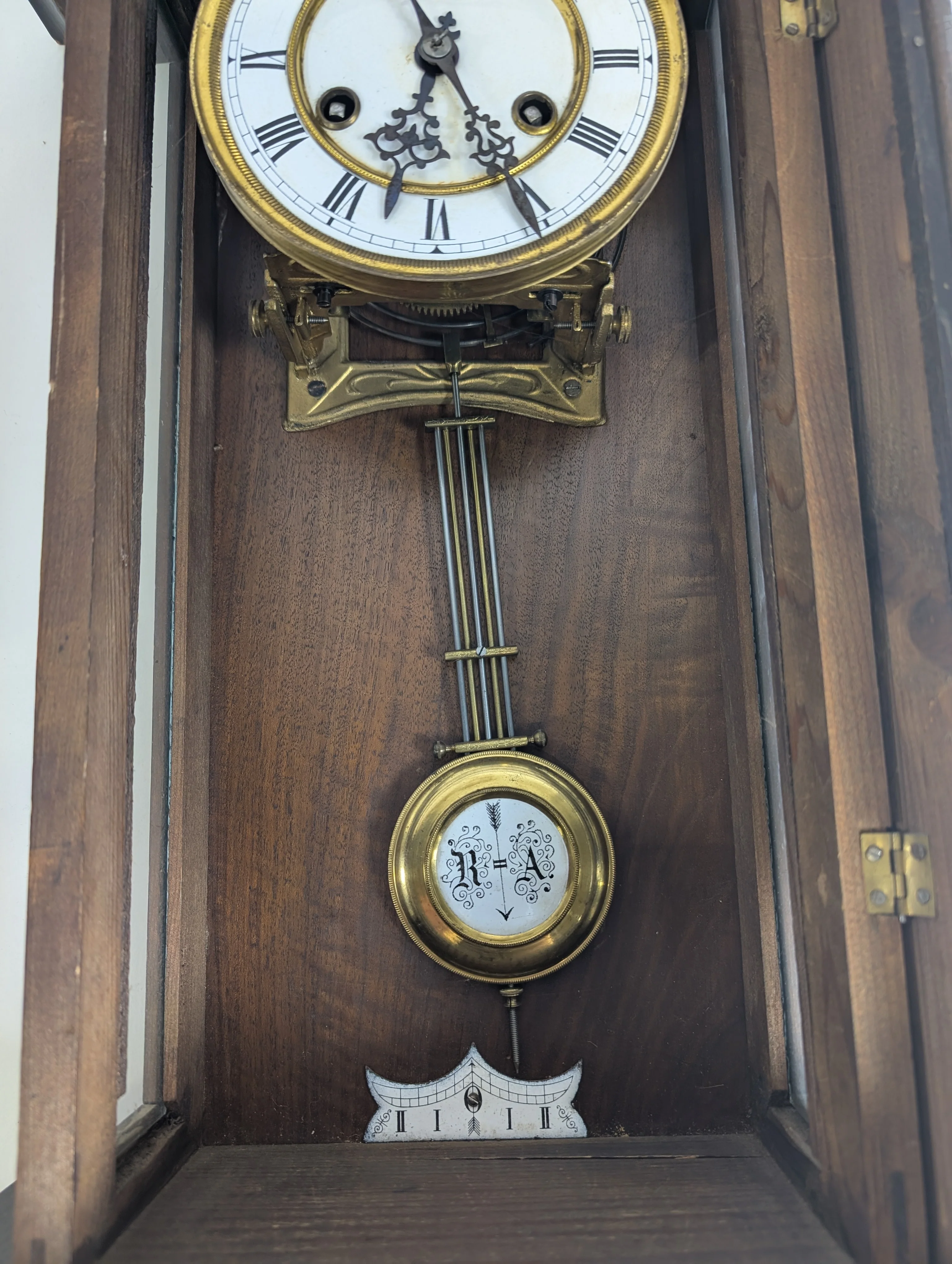 Antique Dark Wood Grandfather Clock - Image 7