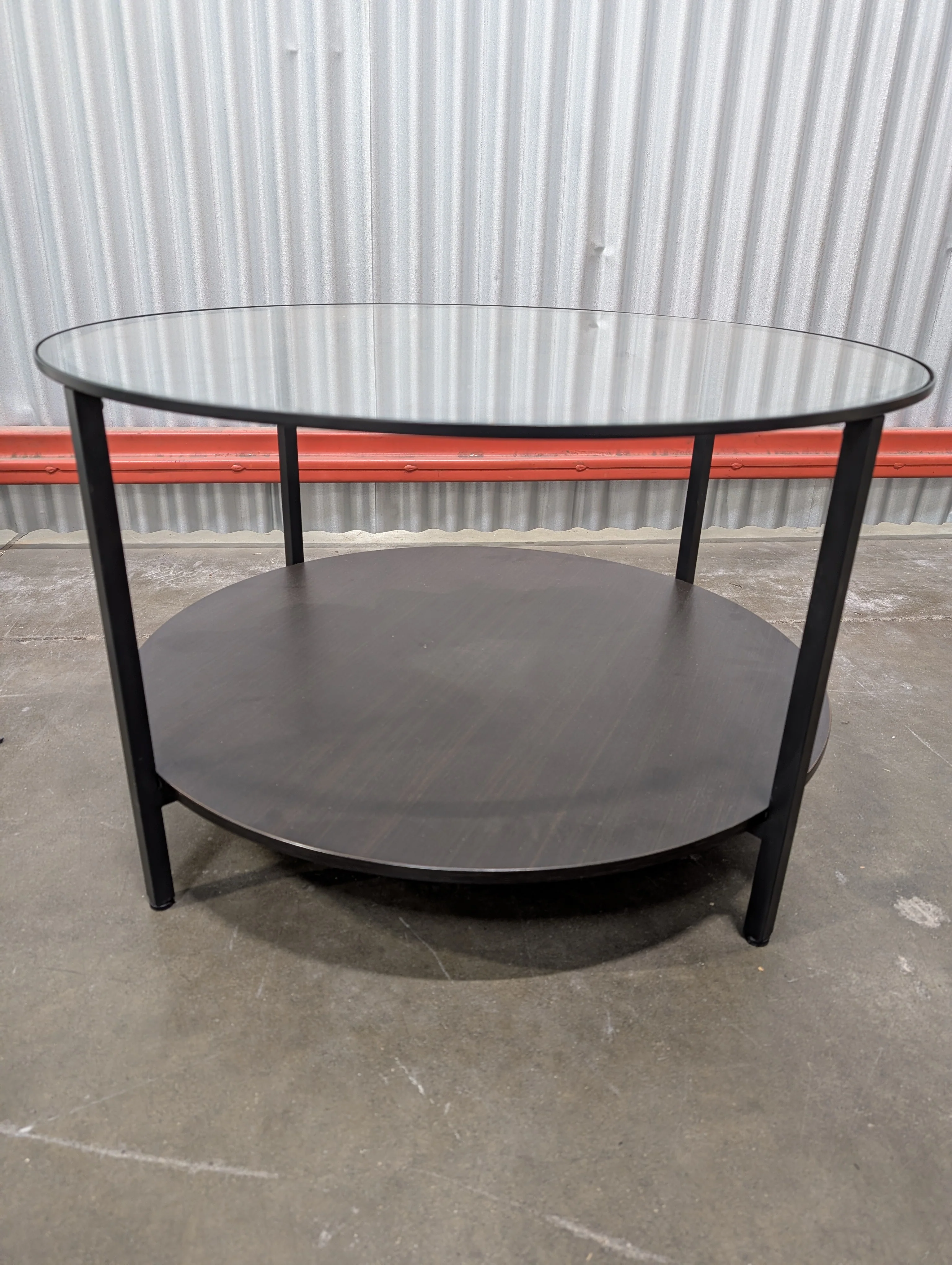 Modern Two-Tiered Round Side Table with Glass Top