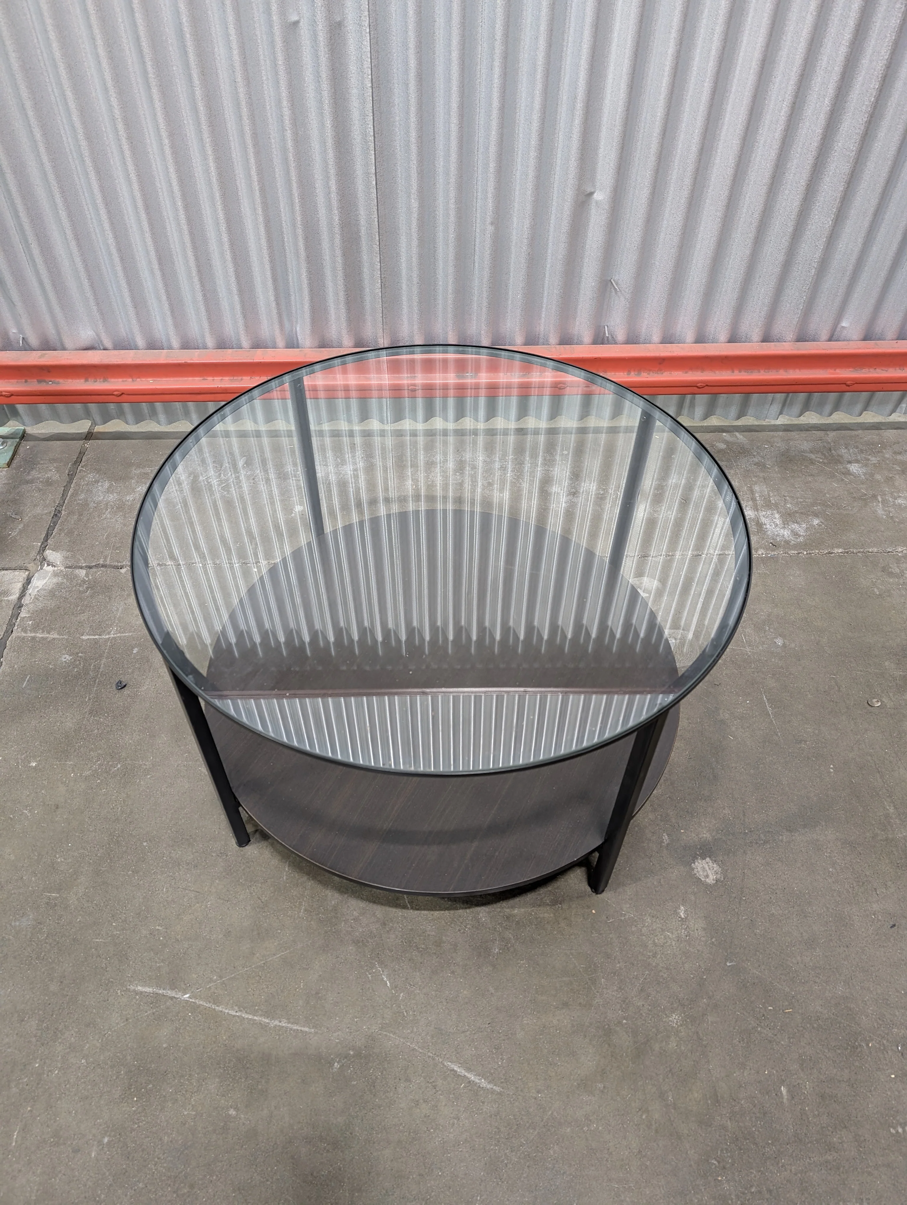 Modern Two-Tiered Round Side Table with Glass Top - Image 2