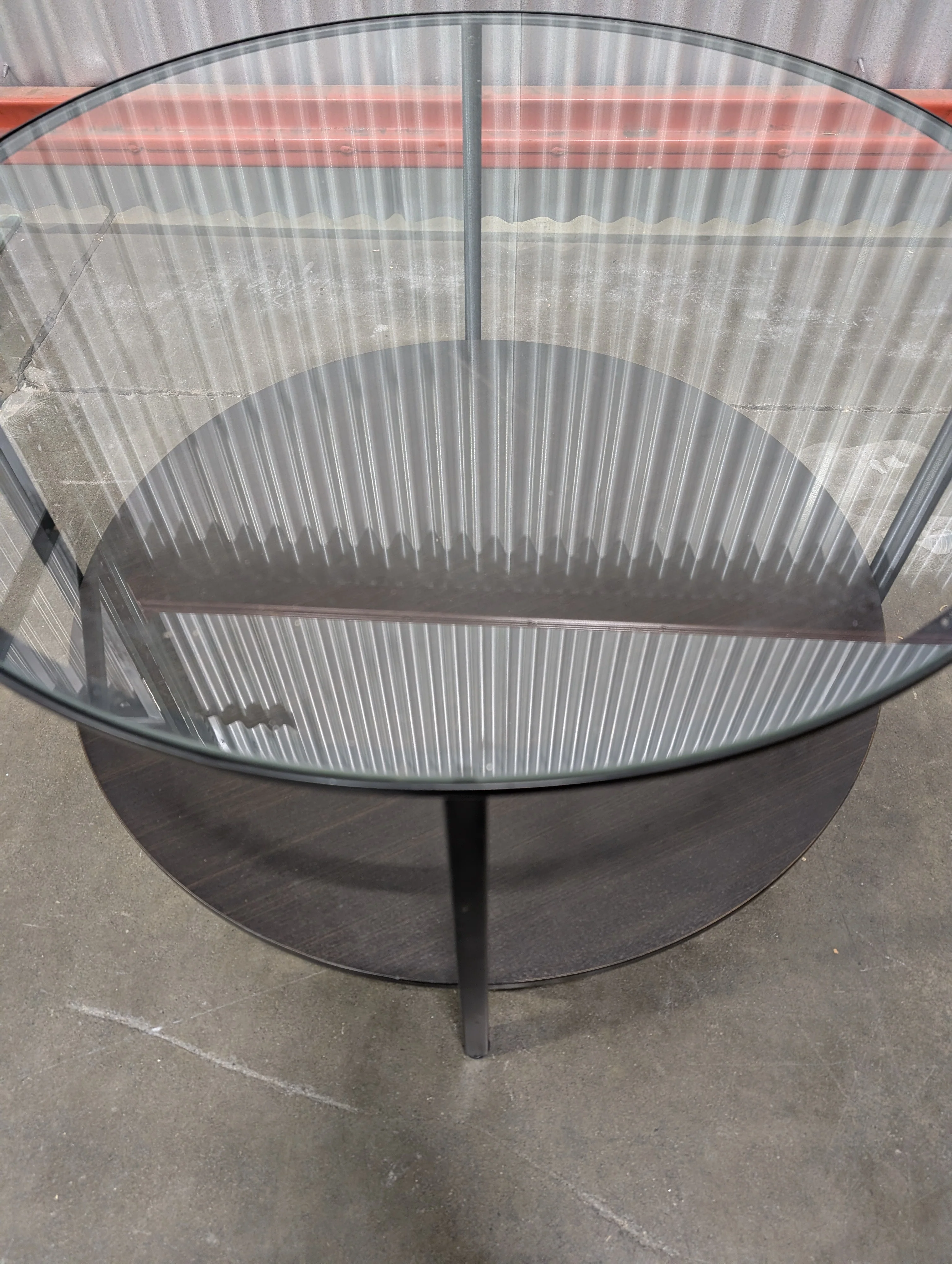 Modern Two-Tiered Round Side Table with Glass Top - Image 3