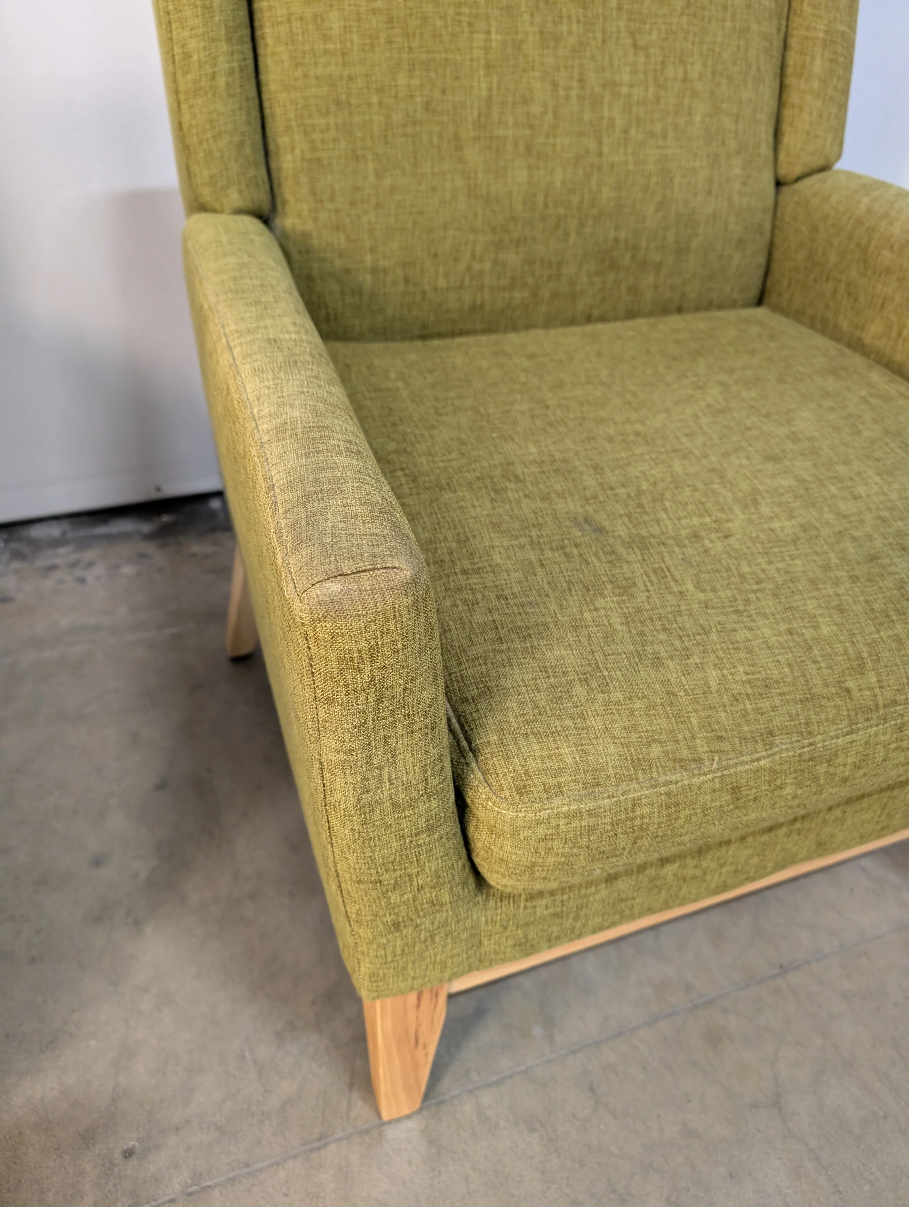 Olive Green Upholstered Wingback Chair - Image 3