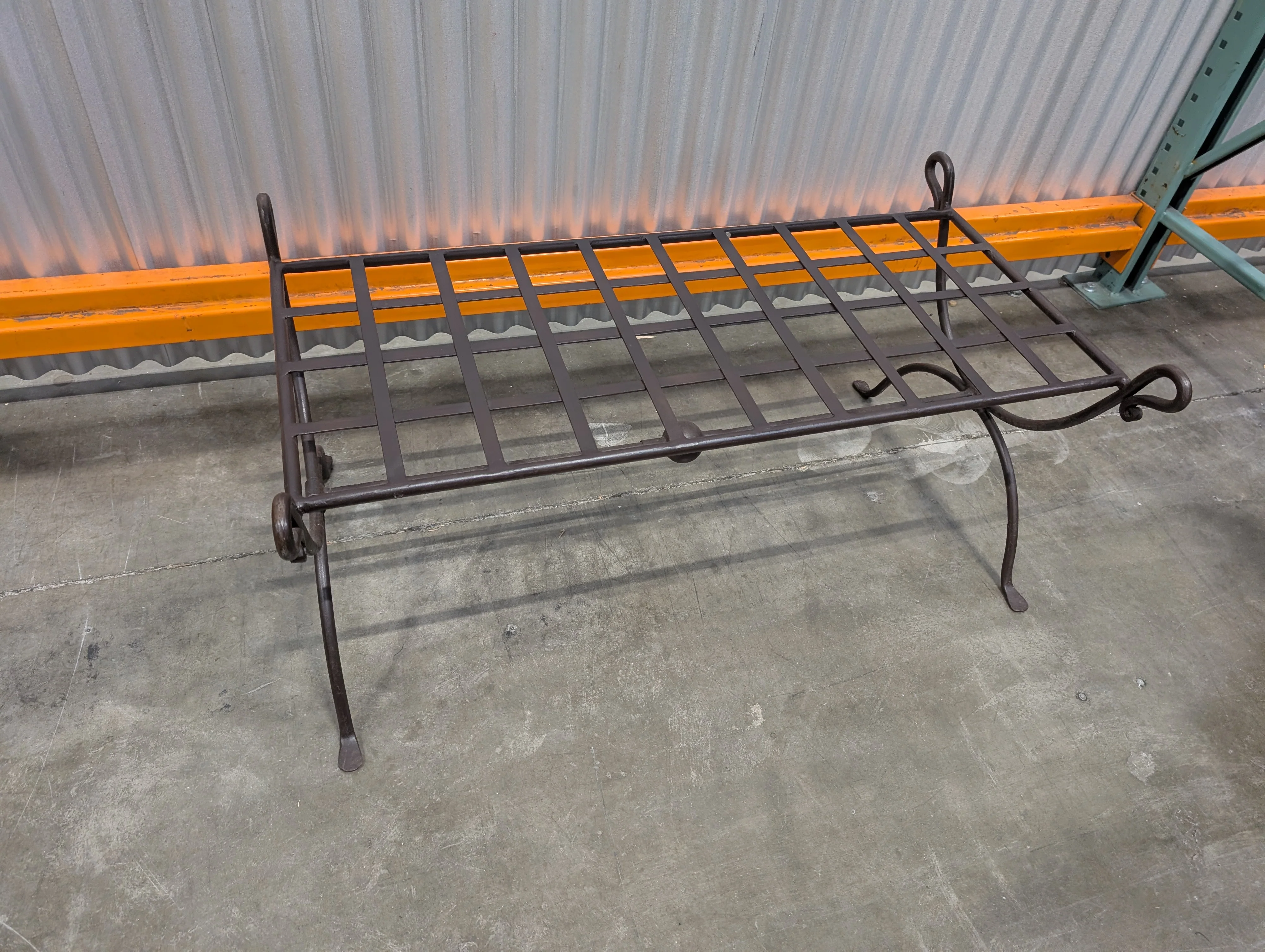 Rustic Dark Metal Grid-Top Plant Stand - Image 3