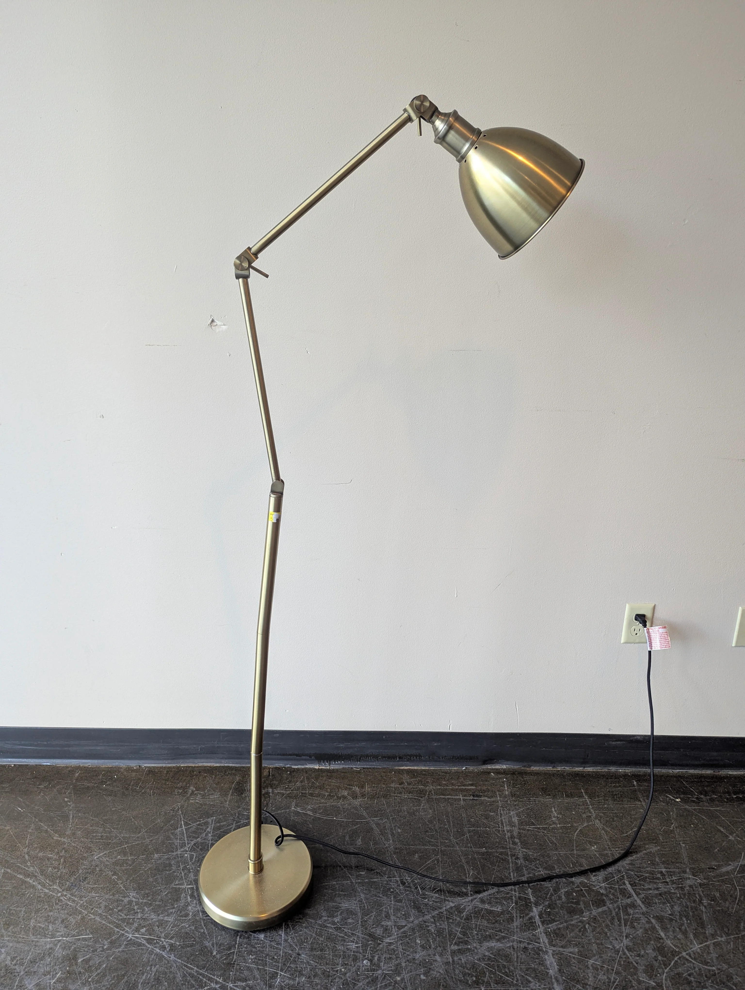 Brass Adjustable Metal Floor Lamp with Dome Shade