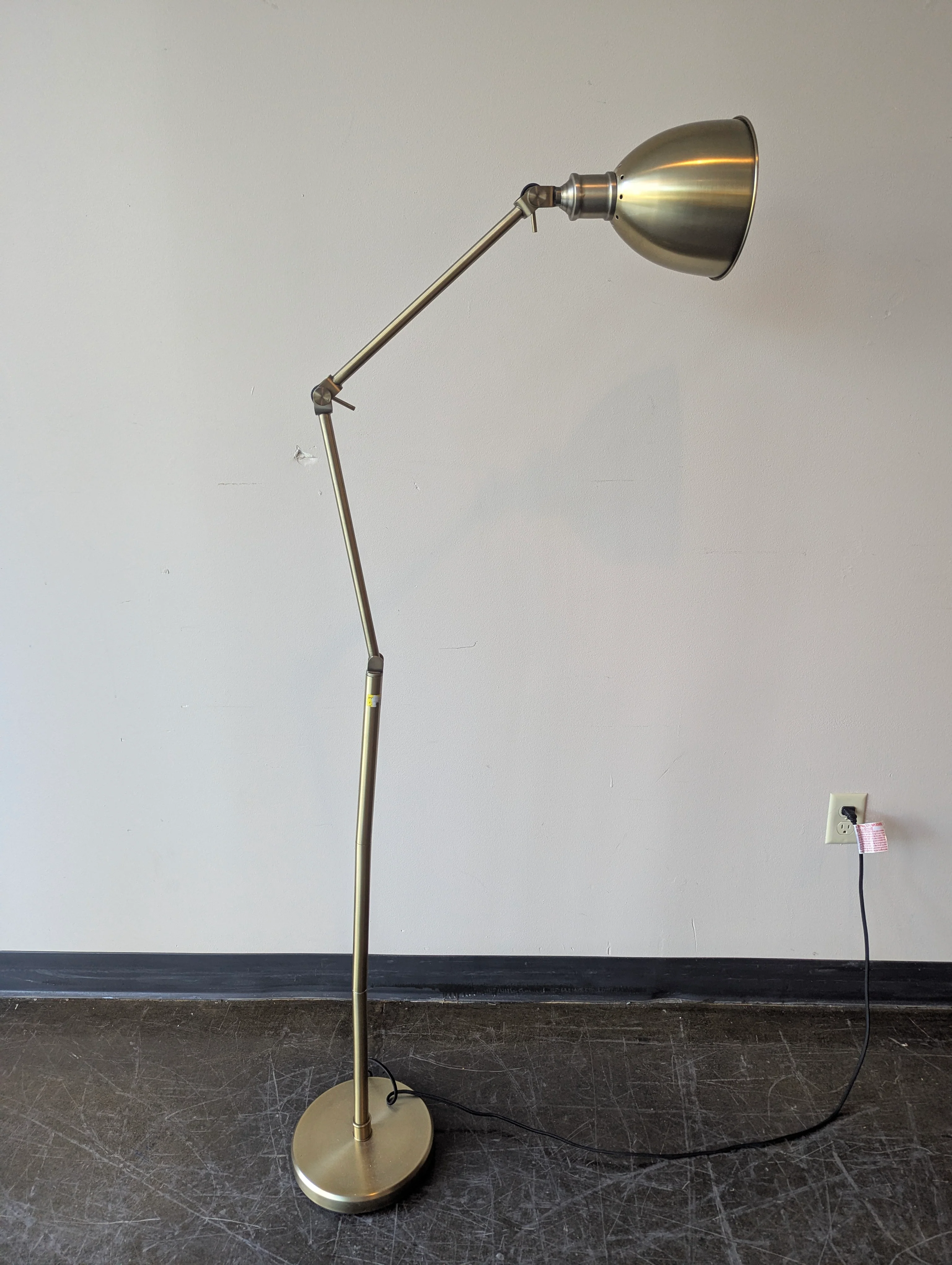 Brass Adjustable Metal Floor Lamp with Dome Shade - Image 2