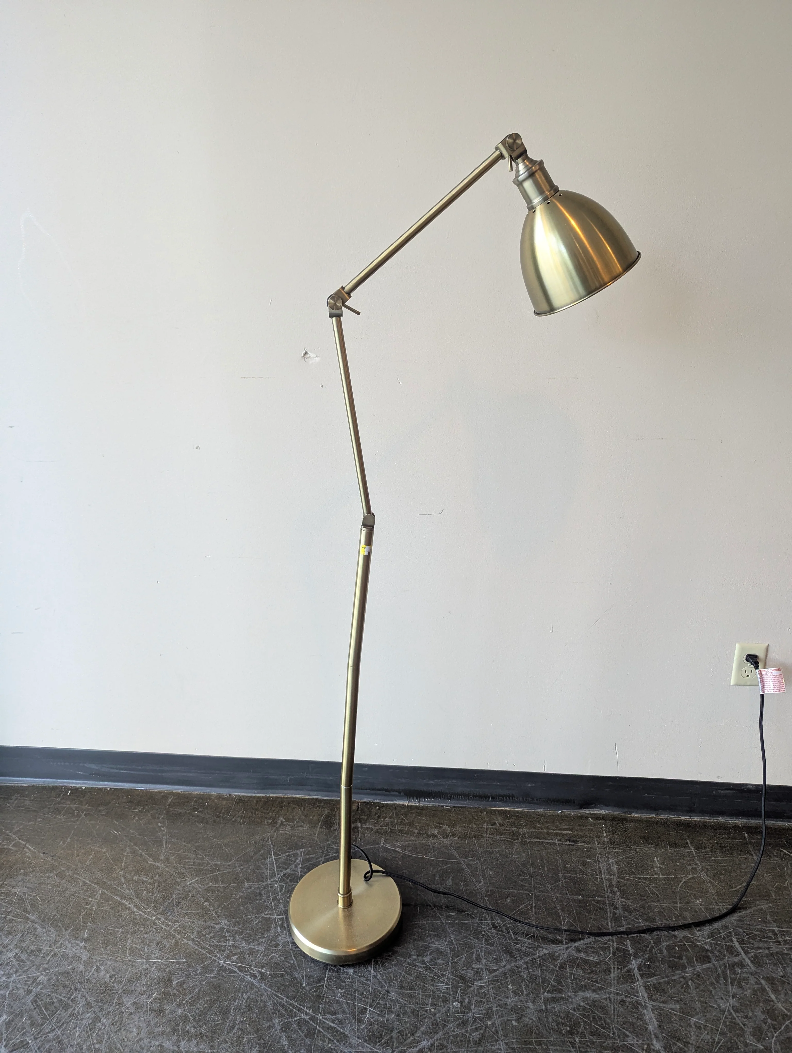 Brass Adjustable Metal Floor Lamp with Dome Shade - Image 3