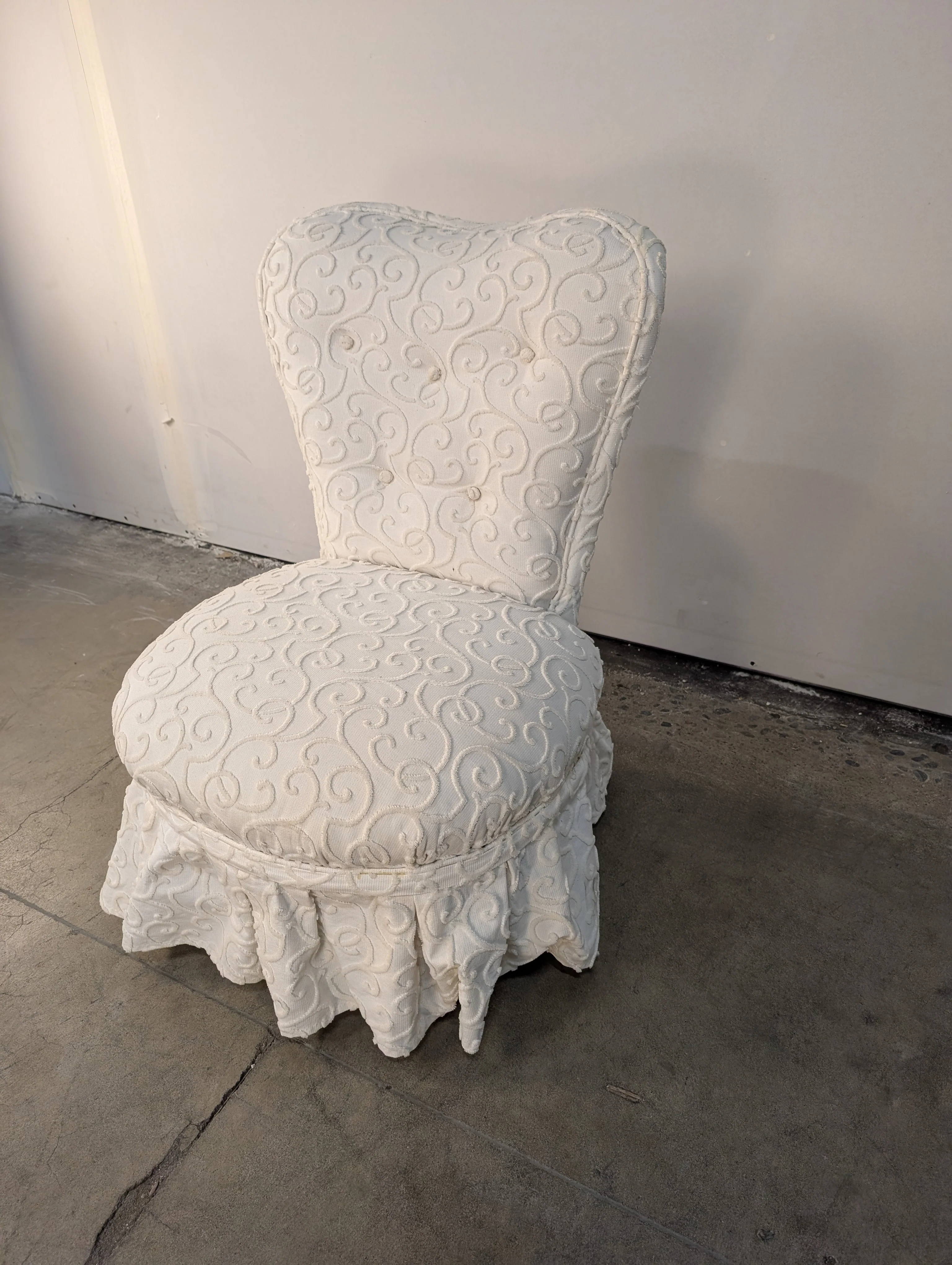 White Skirted Vanity Chair - Image 4