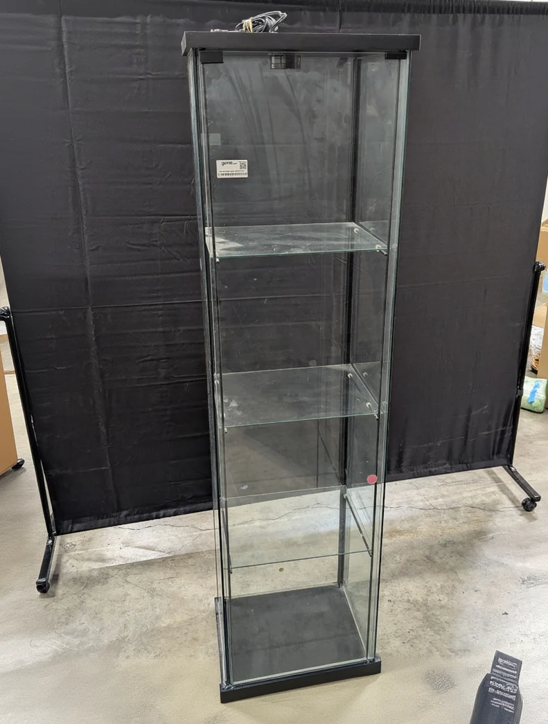 Sleek Glass Display Cabinet with Black Frame