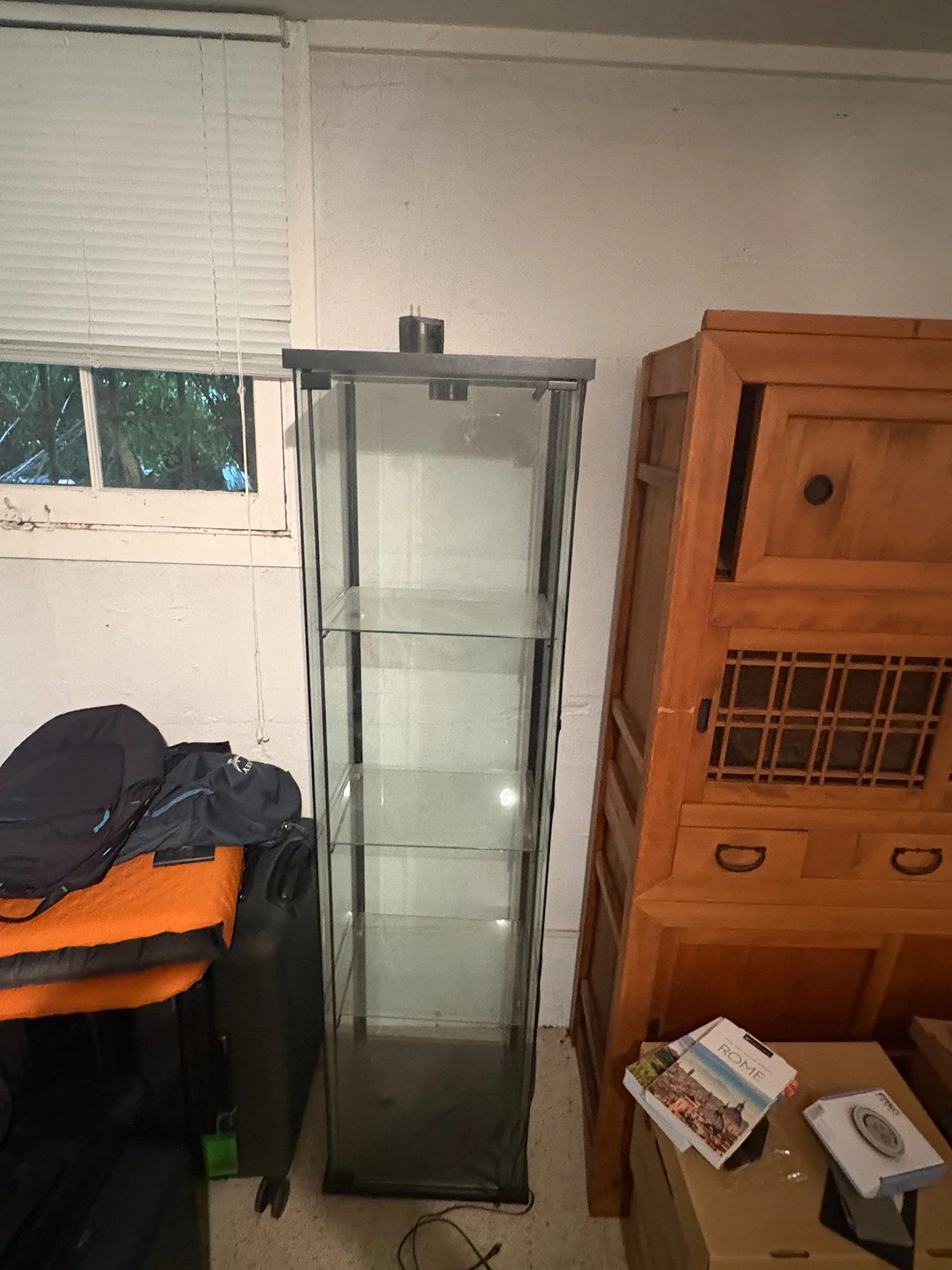 Sleek Glass Display Cabinet with Black Frame - Image 5