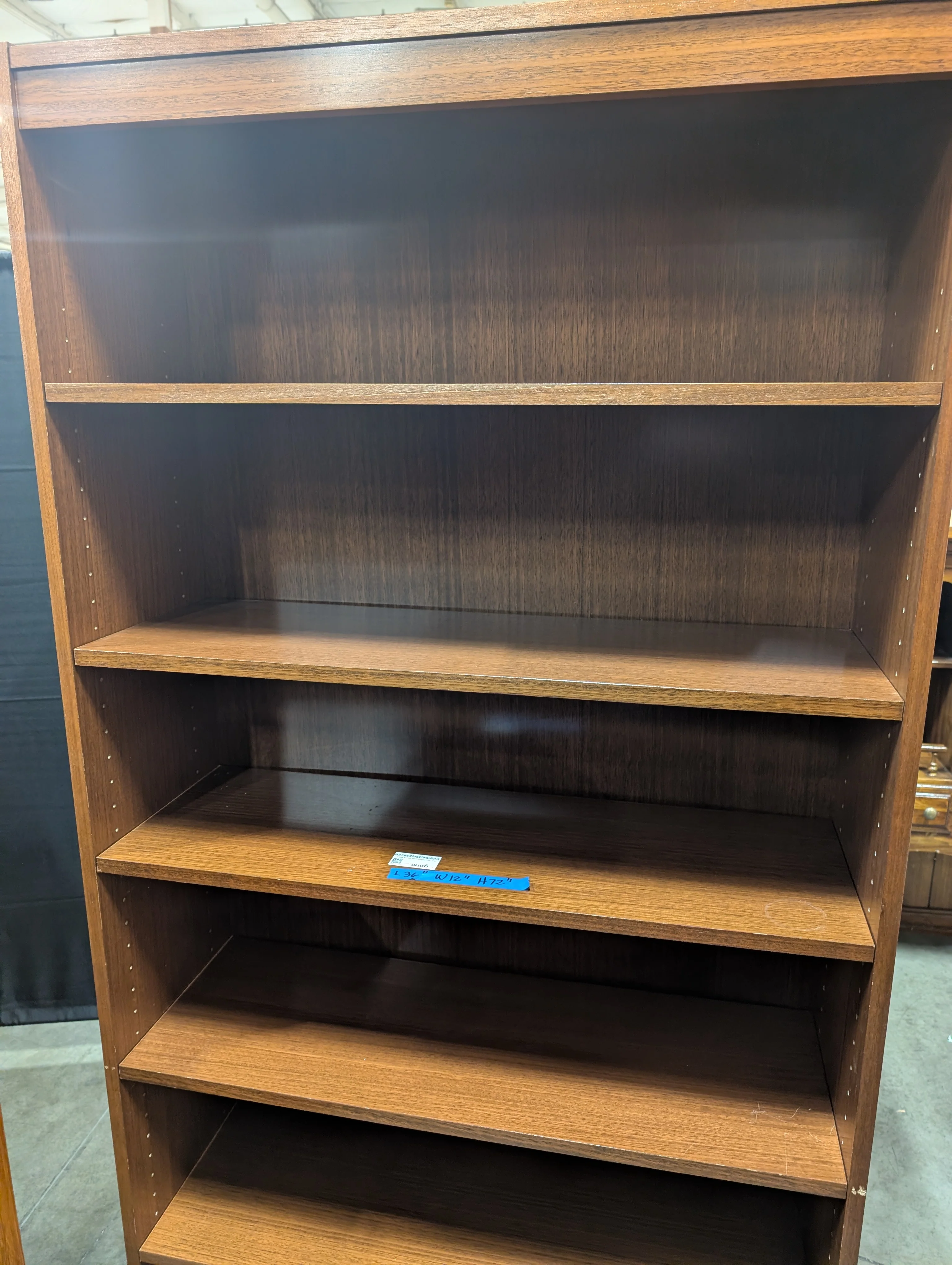 Rich-toned Wood Bookcase with Five Shelves - Image 3