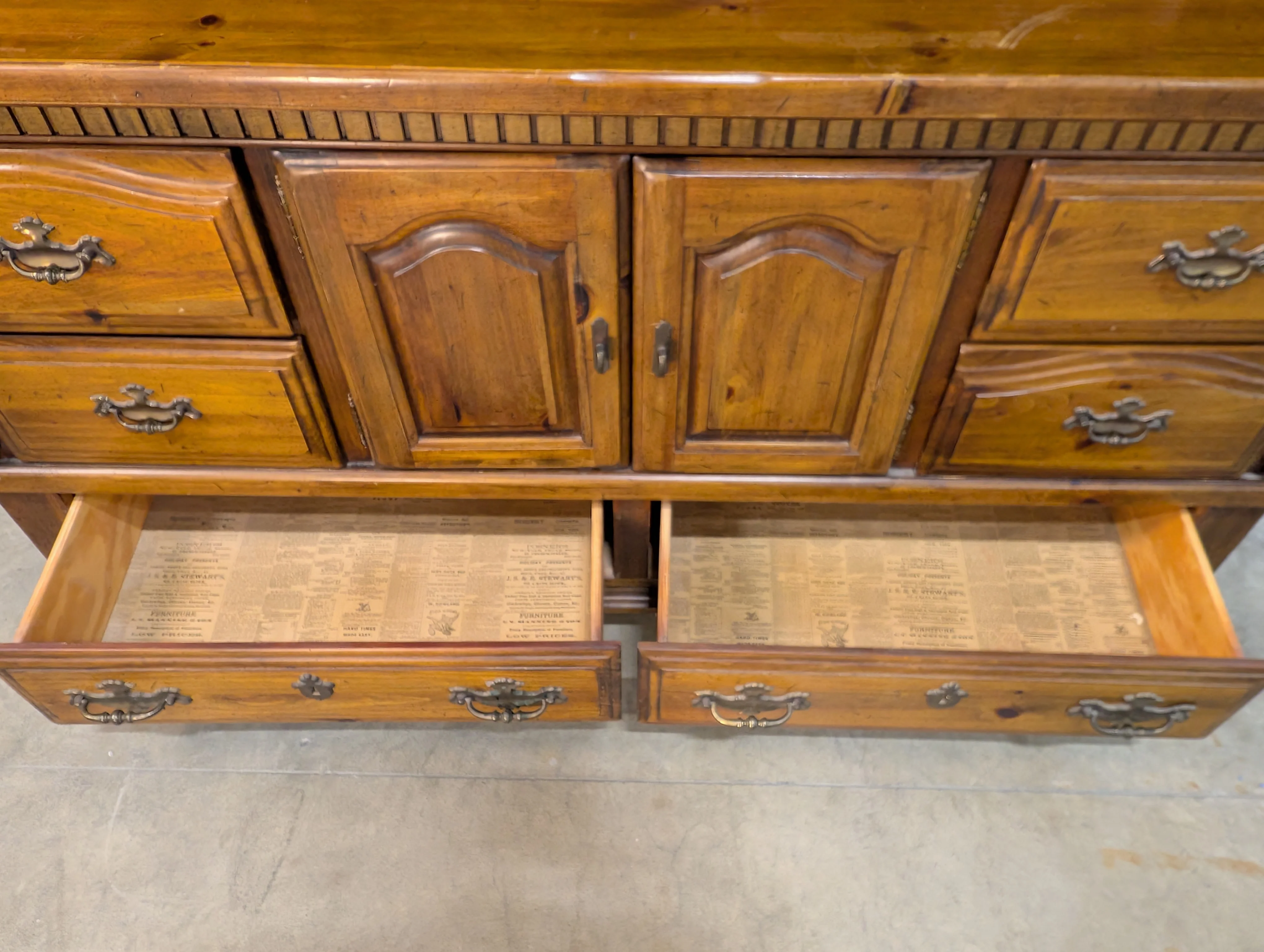 Rustic Hardwood Hutch with Glass-Front Cabinets - Image 10