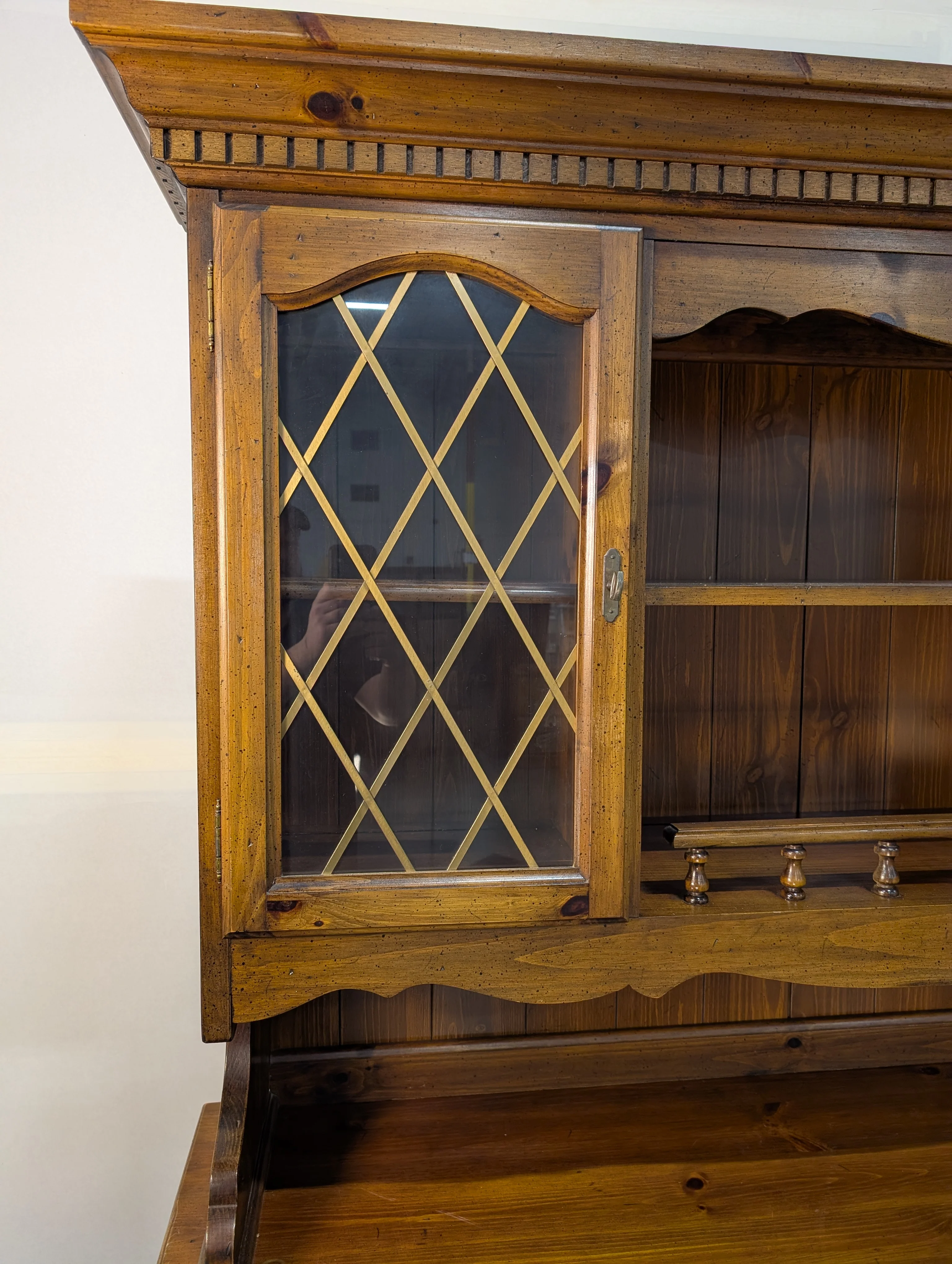 Rustic Hardwood Hutch with Glass-Front Cabinets - Image 3