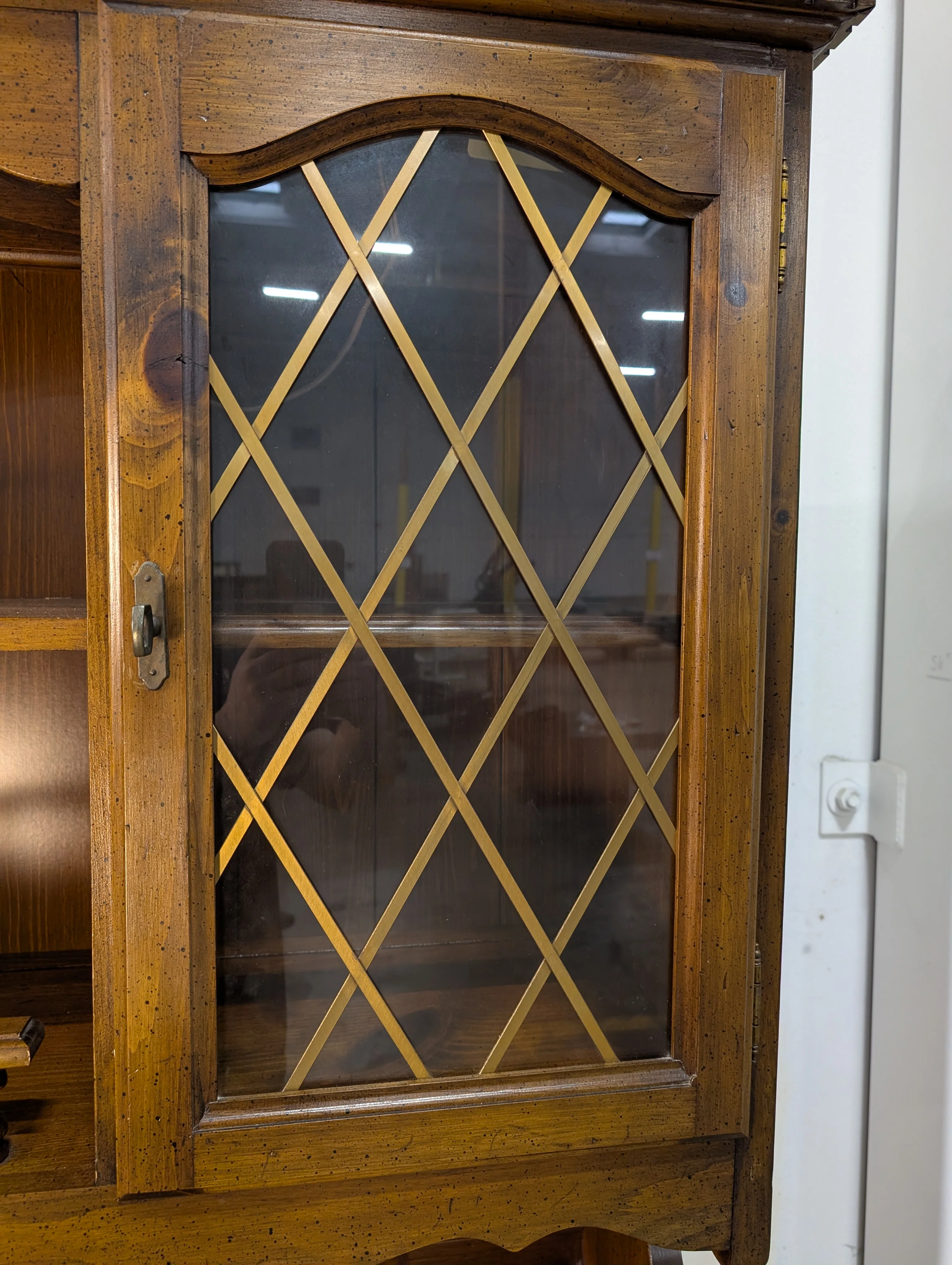 Rustic Hardwood Hutch with Glass-Front Cabinets - Image 4