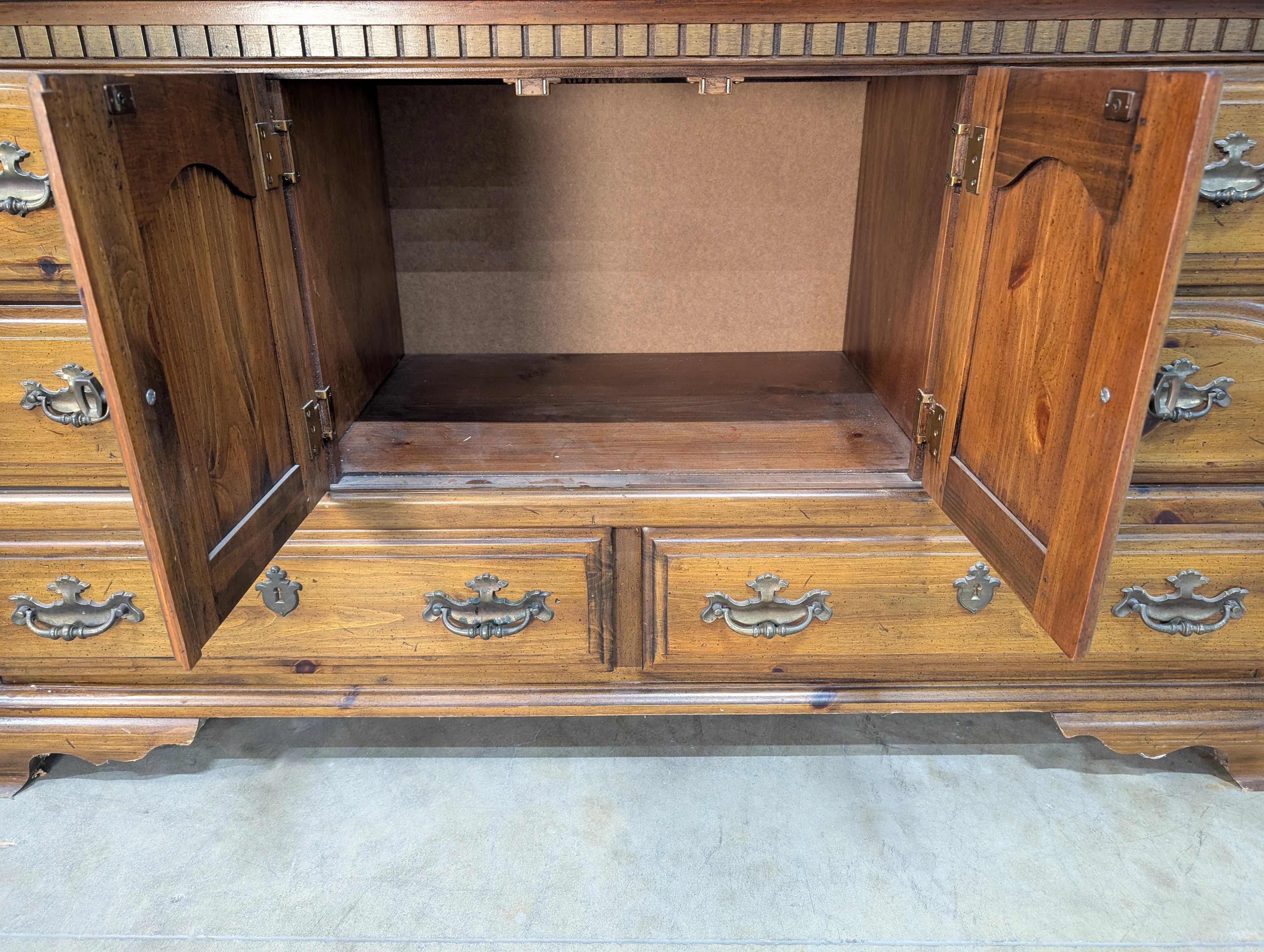 Rustic Hardwood Hutch with Glass-Front Cabinets - Image 8