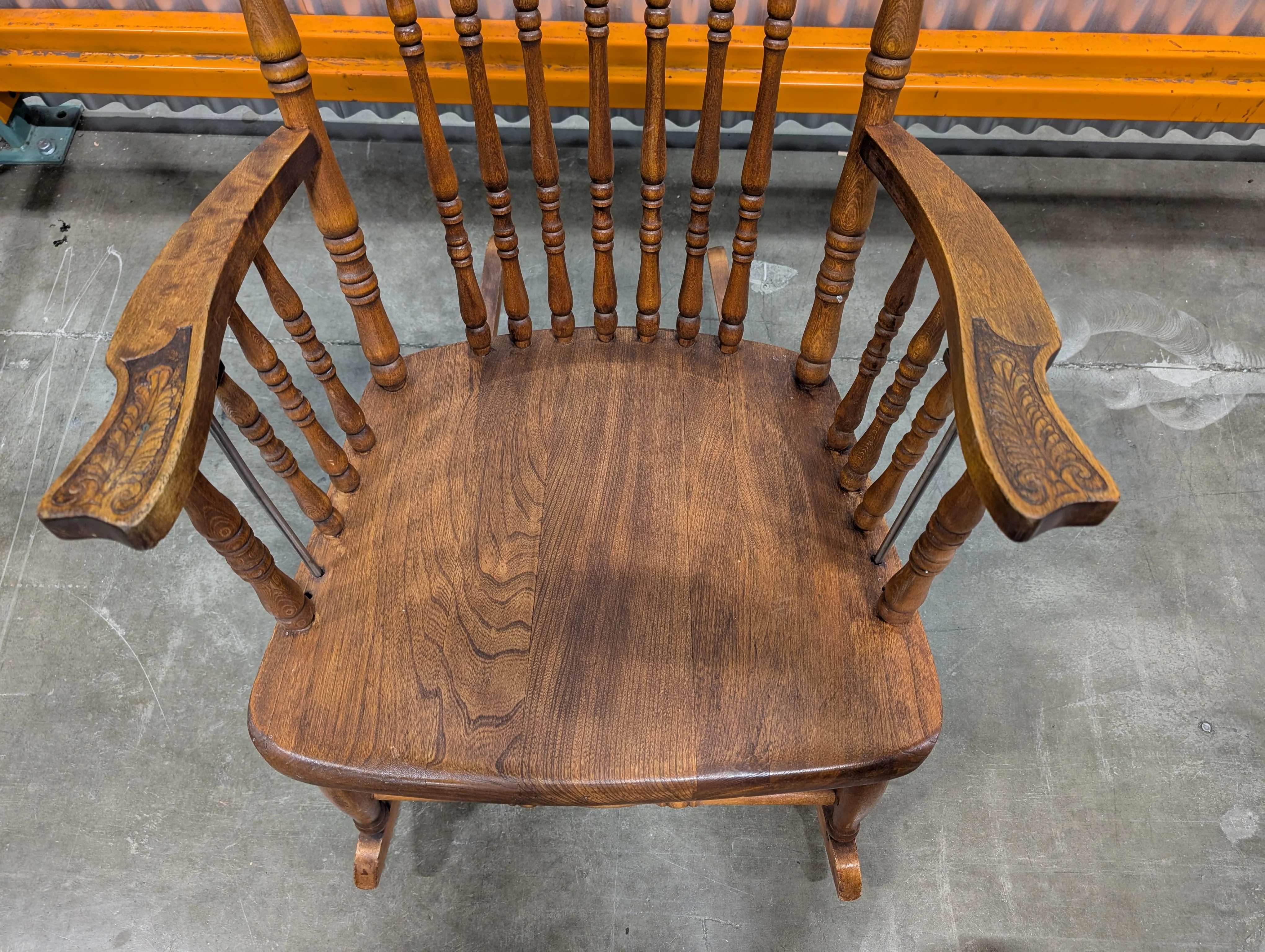 Intricate Carved Hardwood Rocking Chair - Image 3