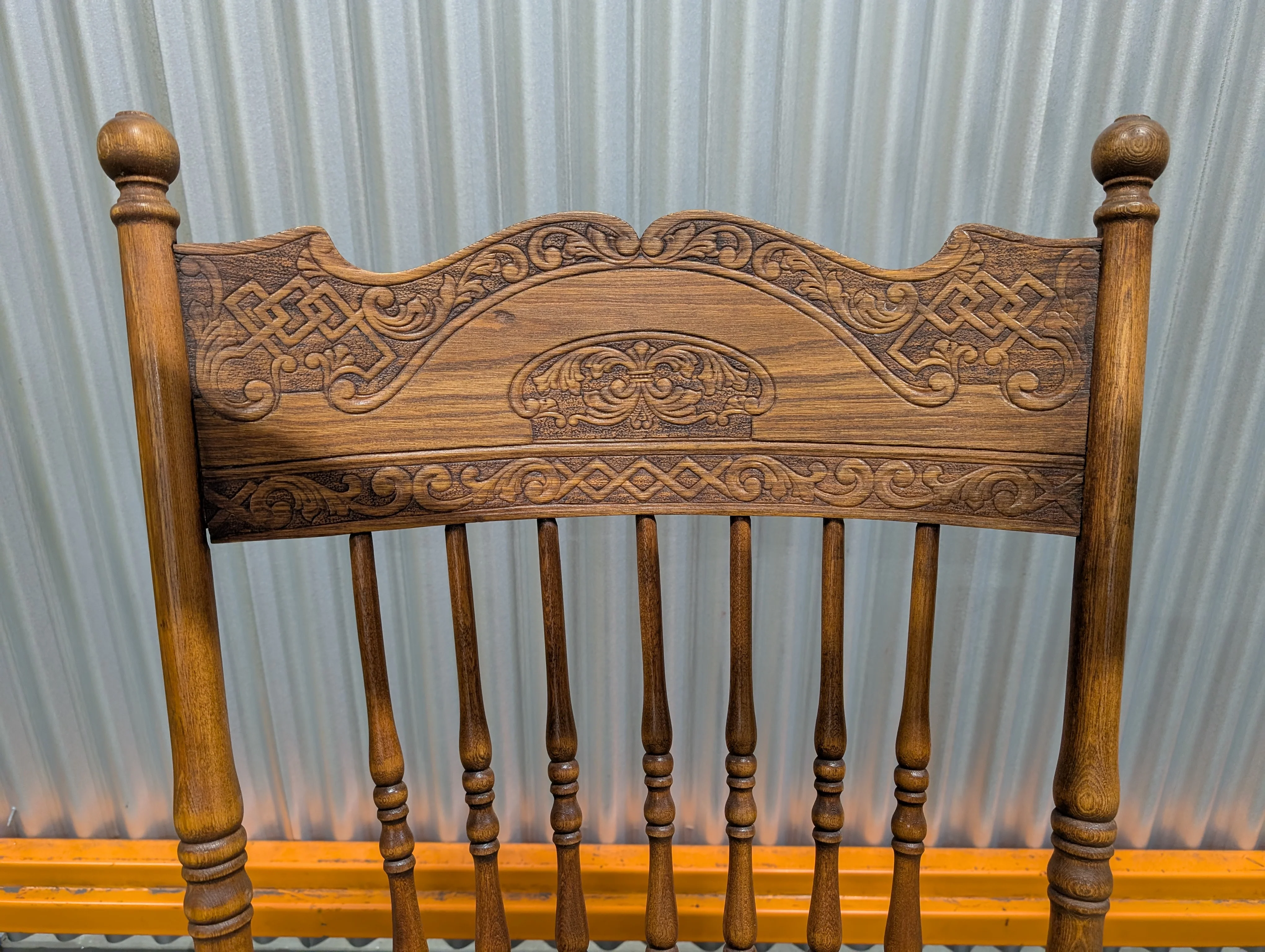 Intricate Carved Hardwood Rocking Chair - Image 4