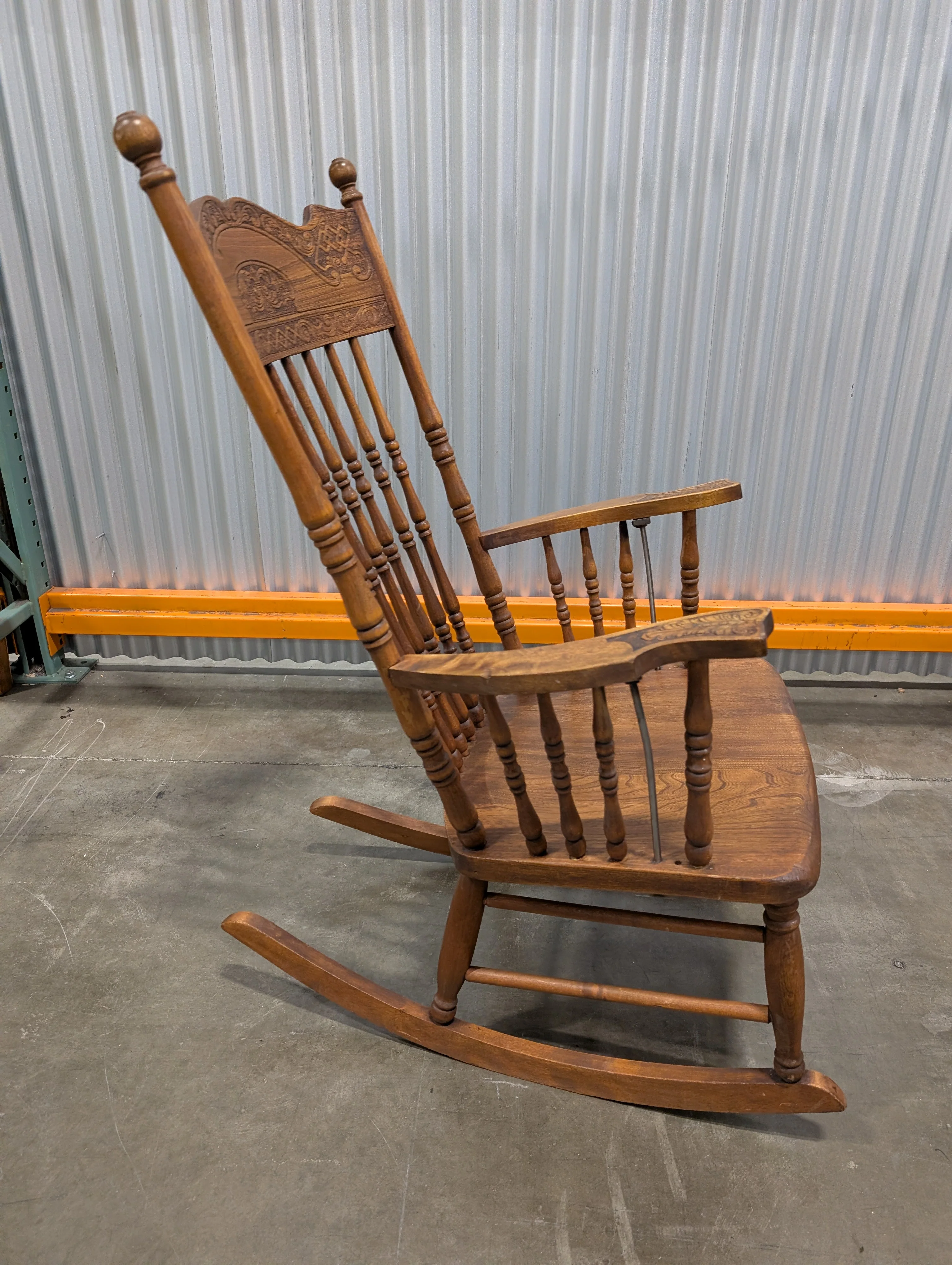 Intricate Carved Hardwood Rocking Chair - Image 6