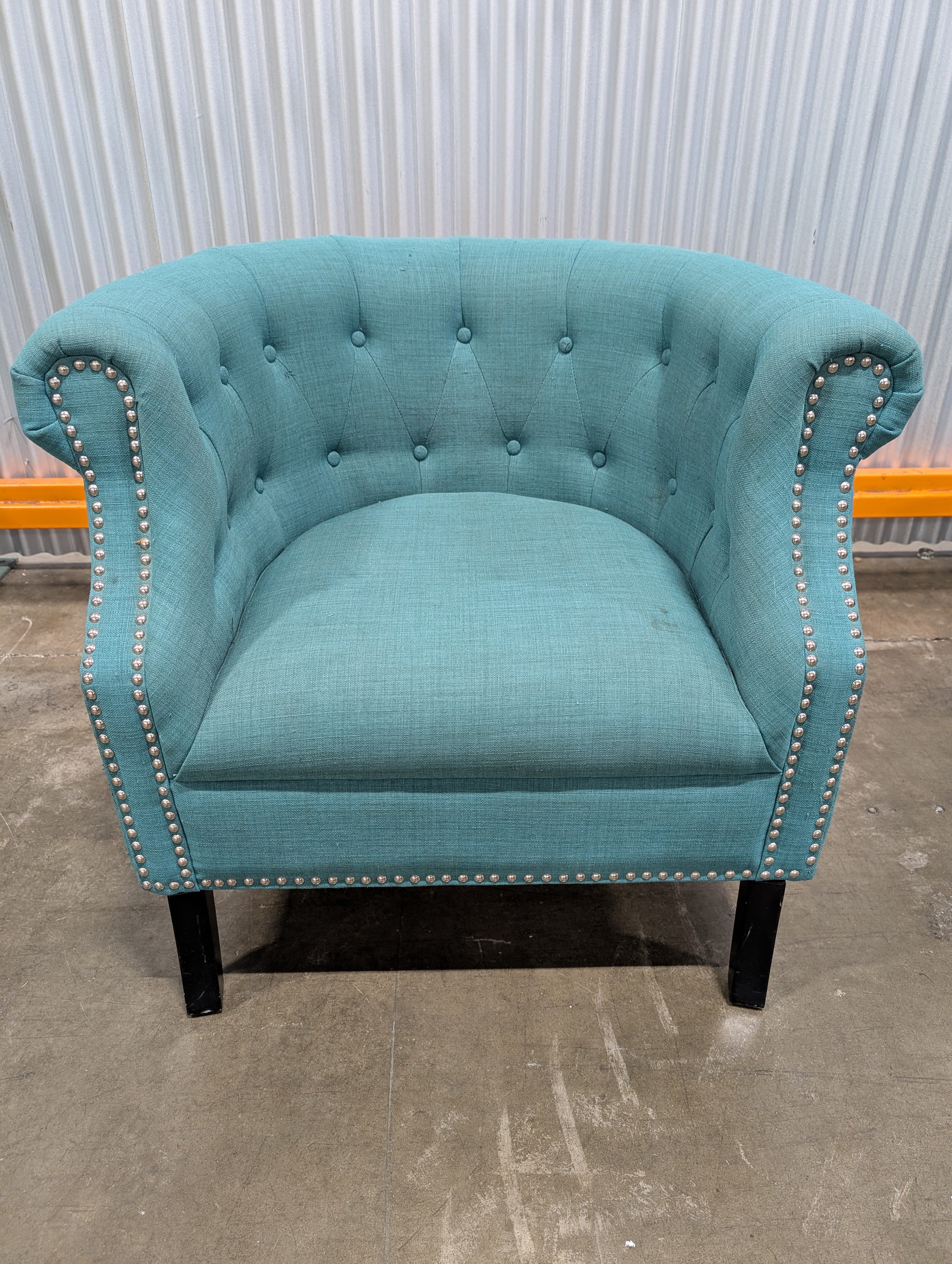 Teal Button-Tufted Accent Chair