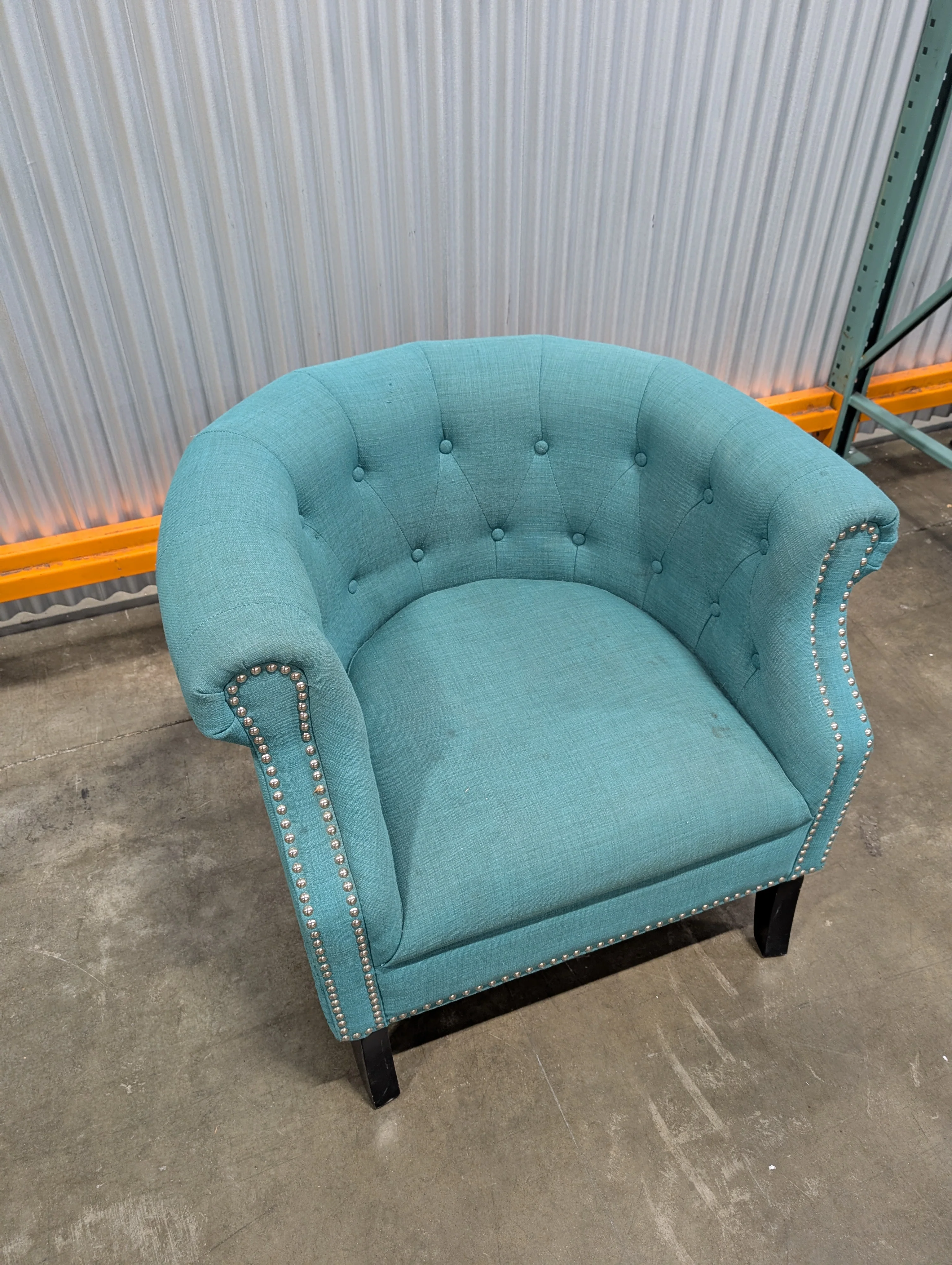 Teal Button-Tufted Accent Chair - Image 2