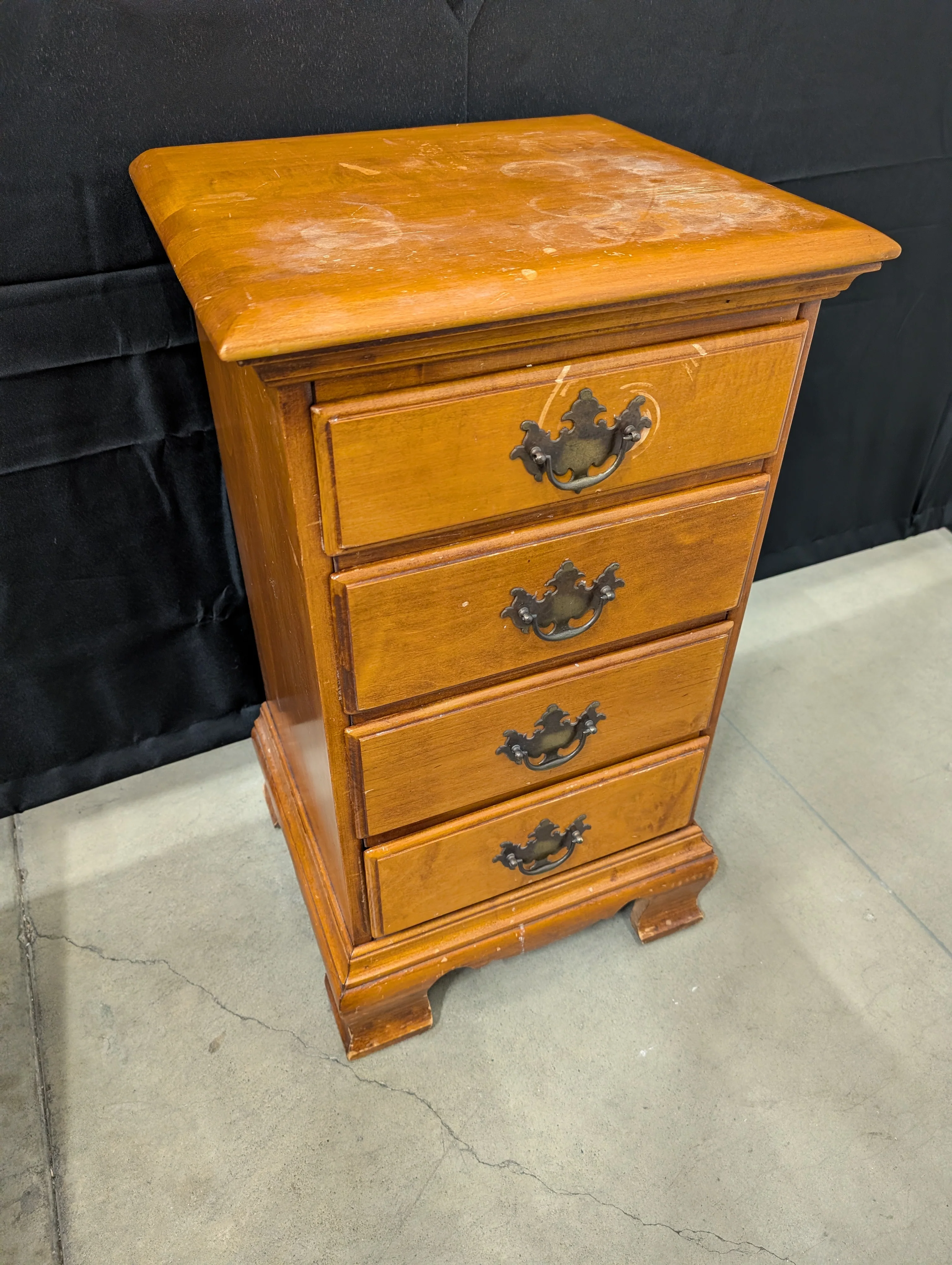 Rustic Solid Maple Four-Drawer Nightstand - Image 3
