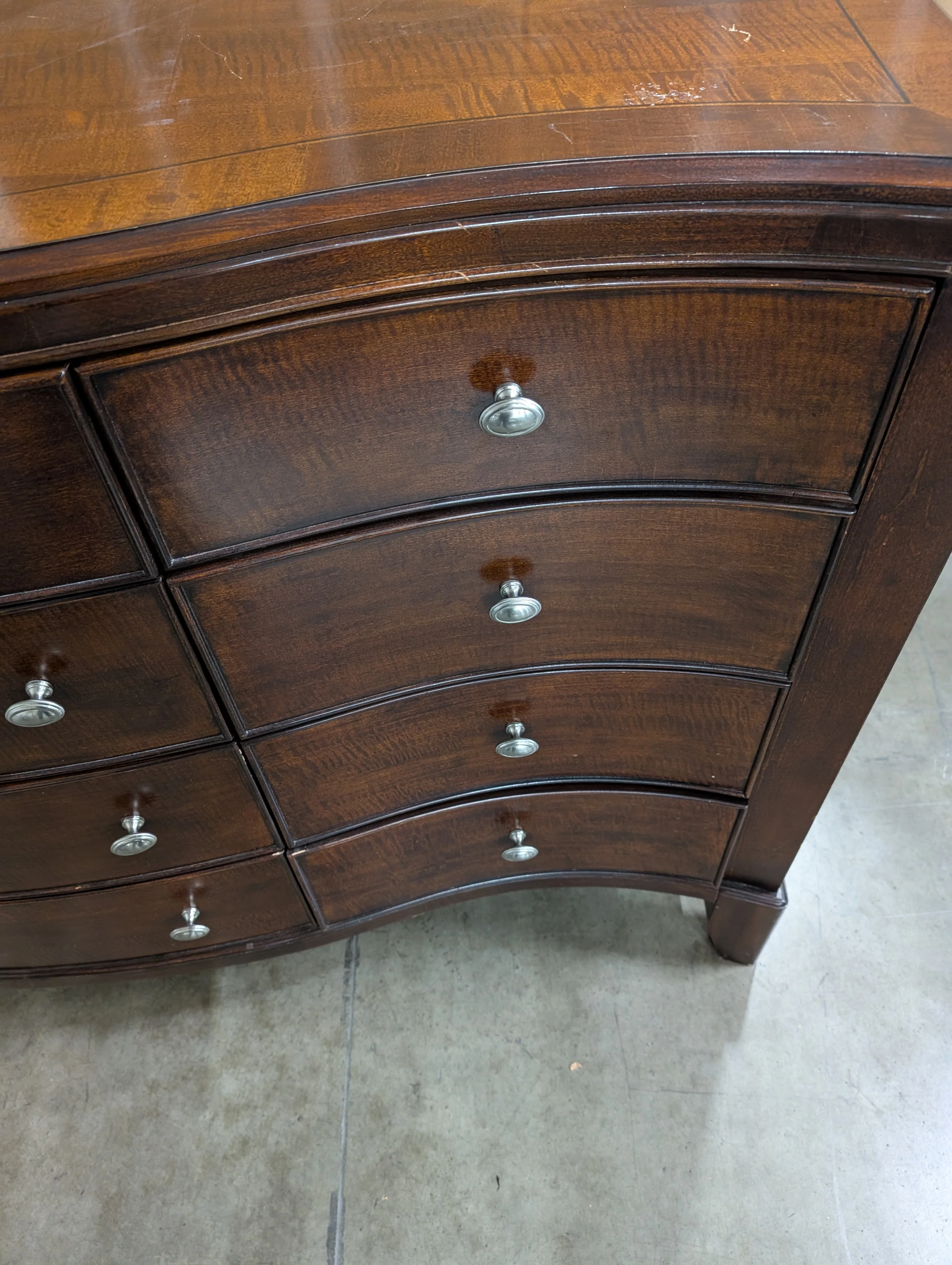 Curved Hardwood Twelve drawers mirror Dresser with Mirror - Image 3