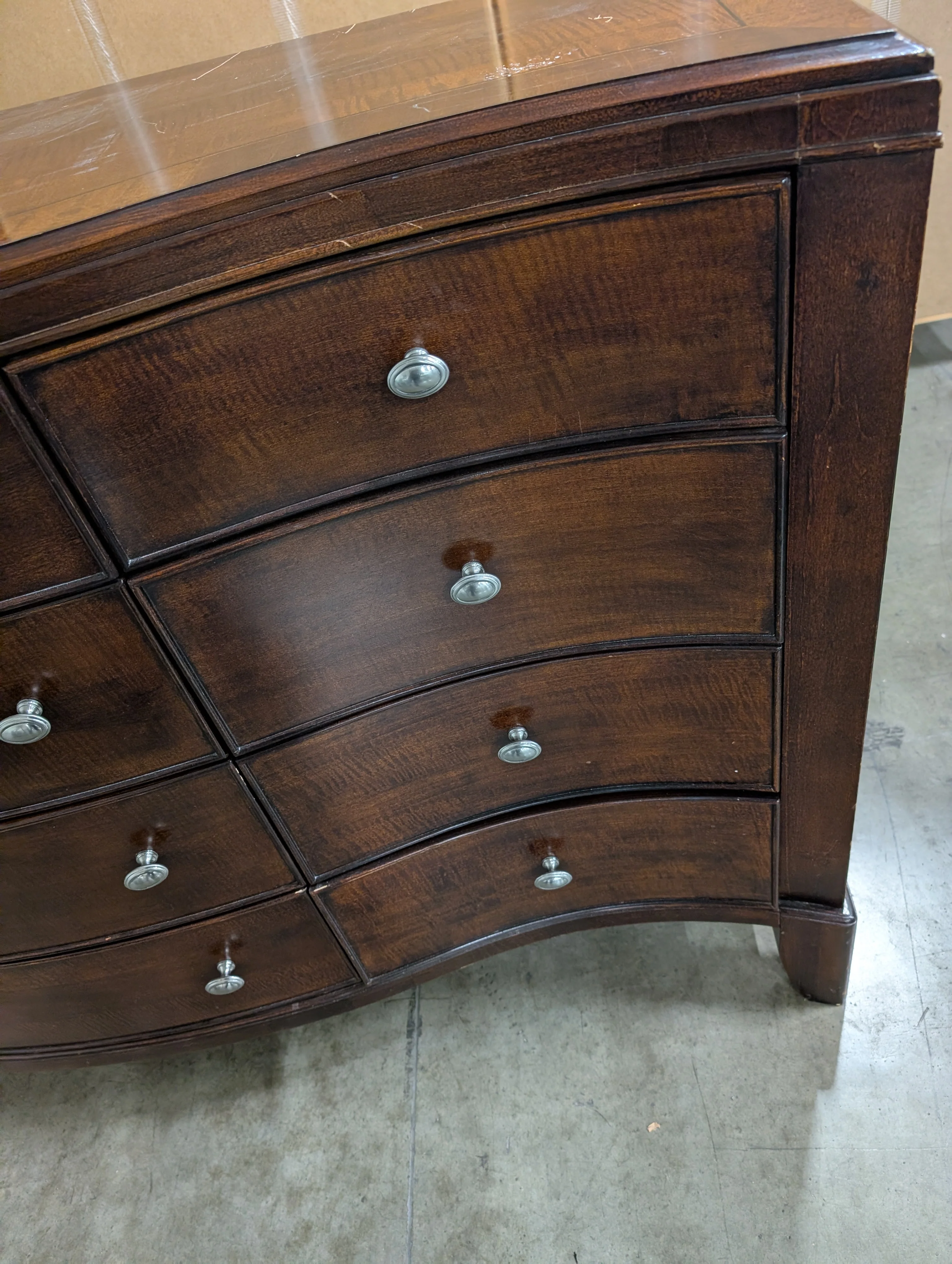 Curved Hardwood Twelve drawers mirror Dresser with Mirror - Image 4
