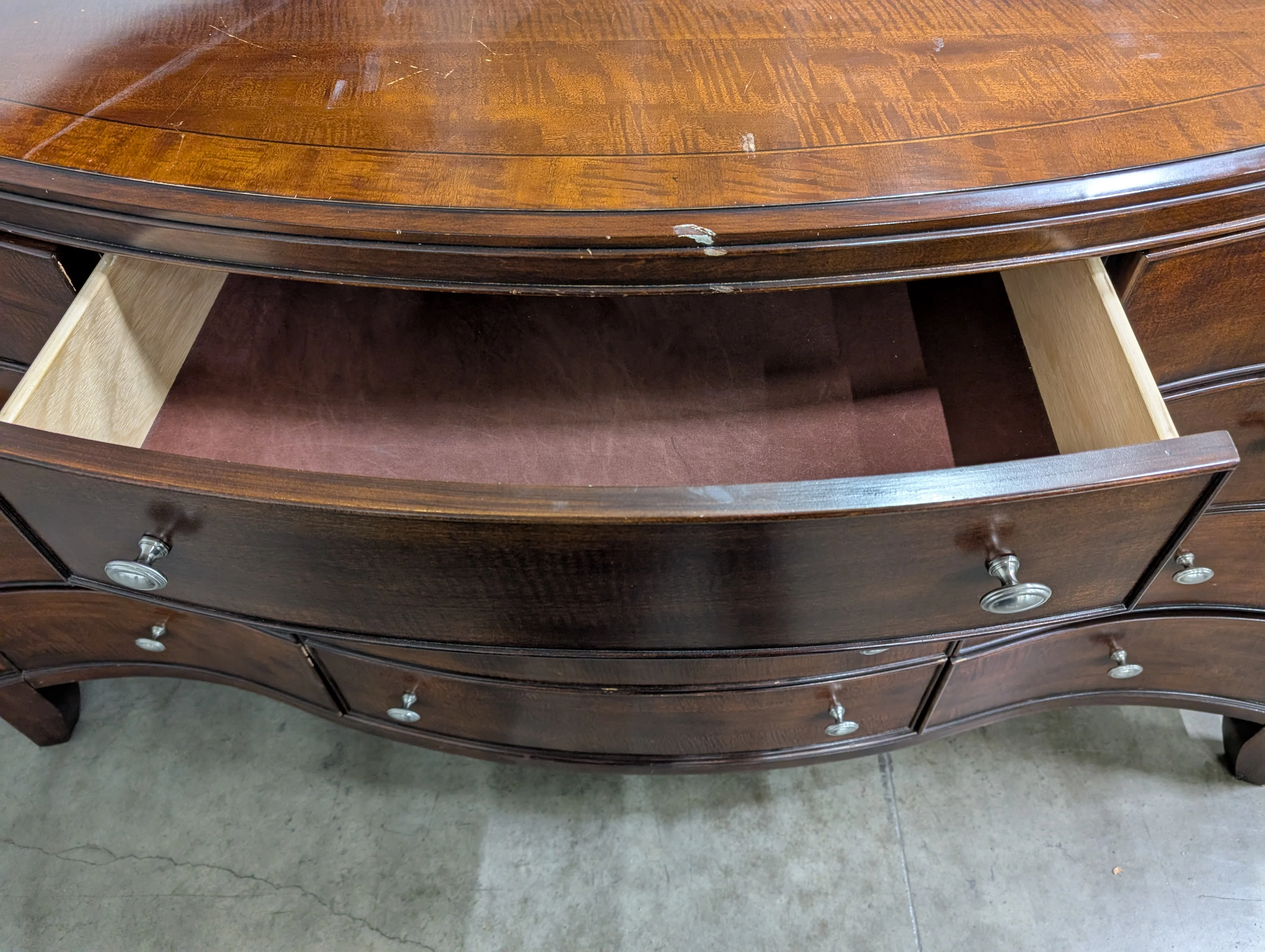 Curved Hardwood Twelve drawers mirror Dresser with Mirror - Image 6