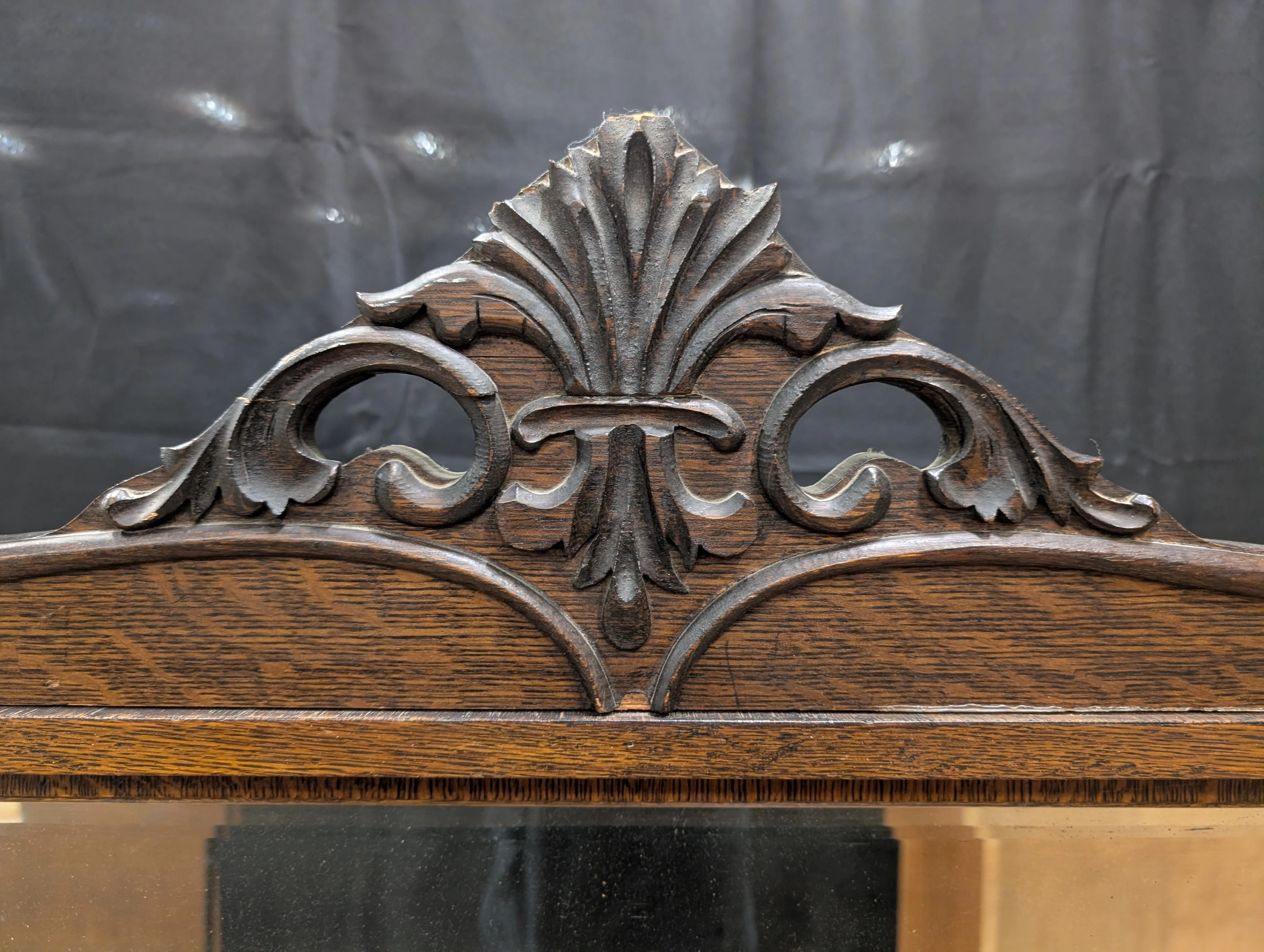 Antique Dark Wood Vanity with Mirror - Image 3