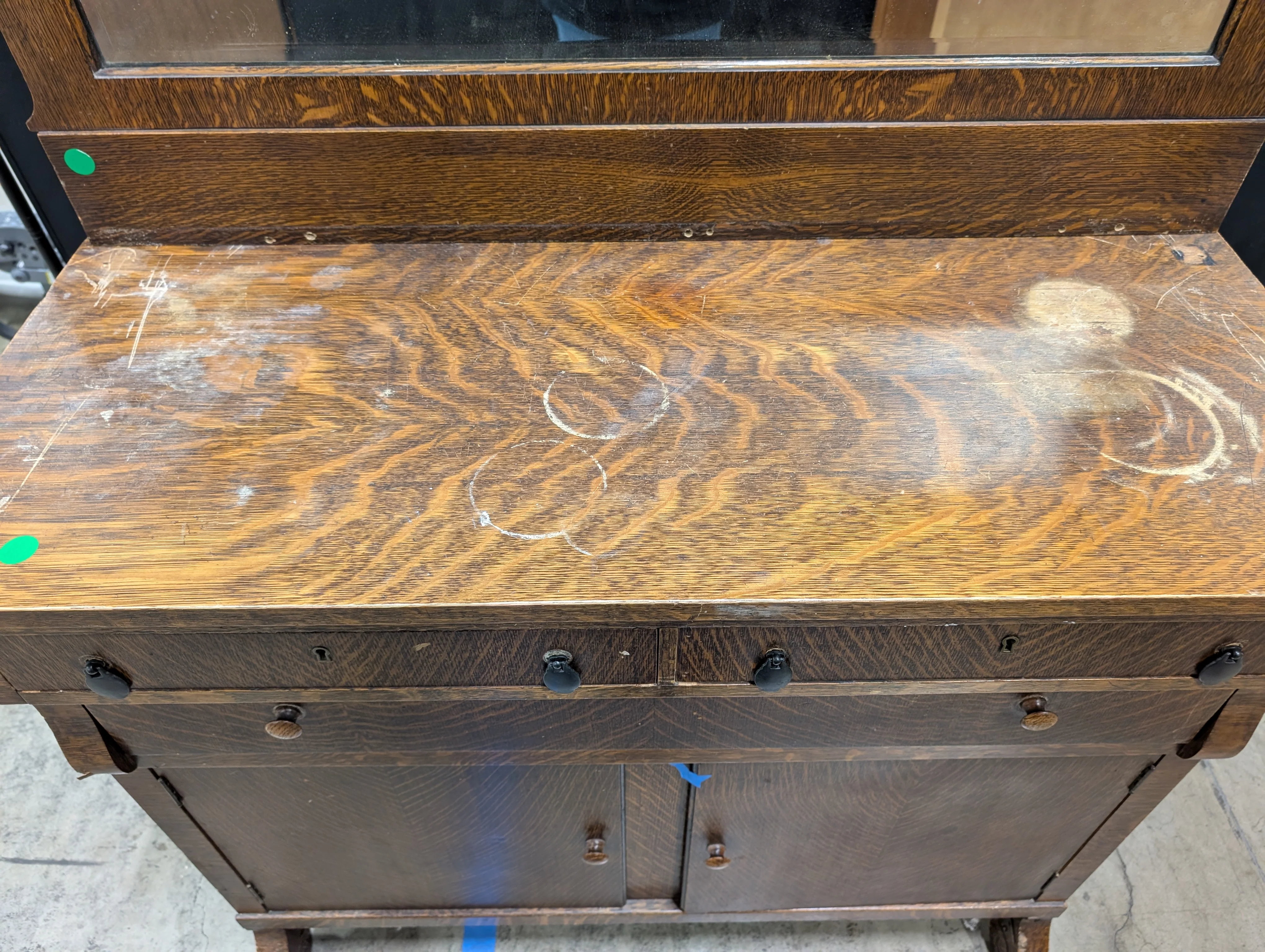 Antique Dark Wood Vanity with Mirror - Image 4